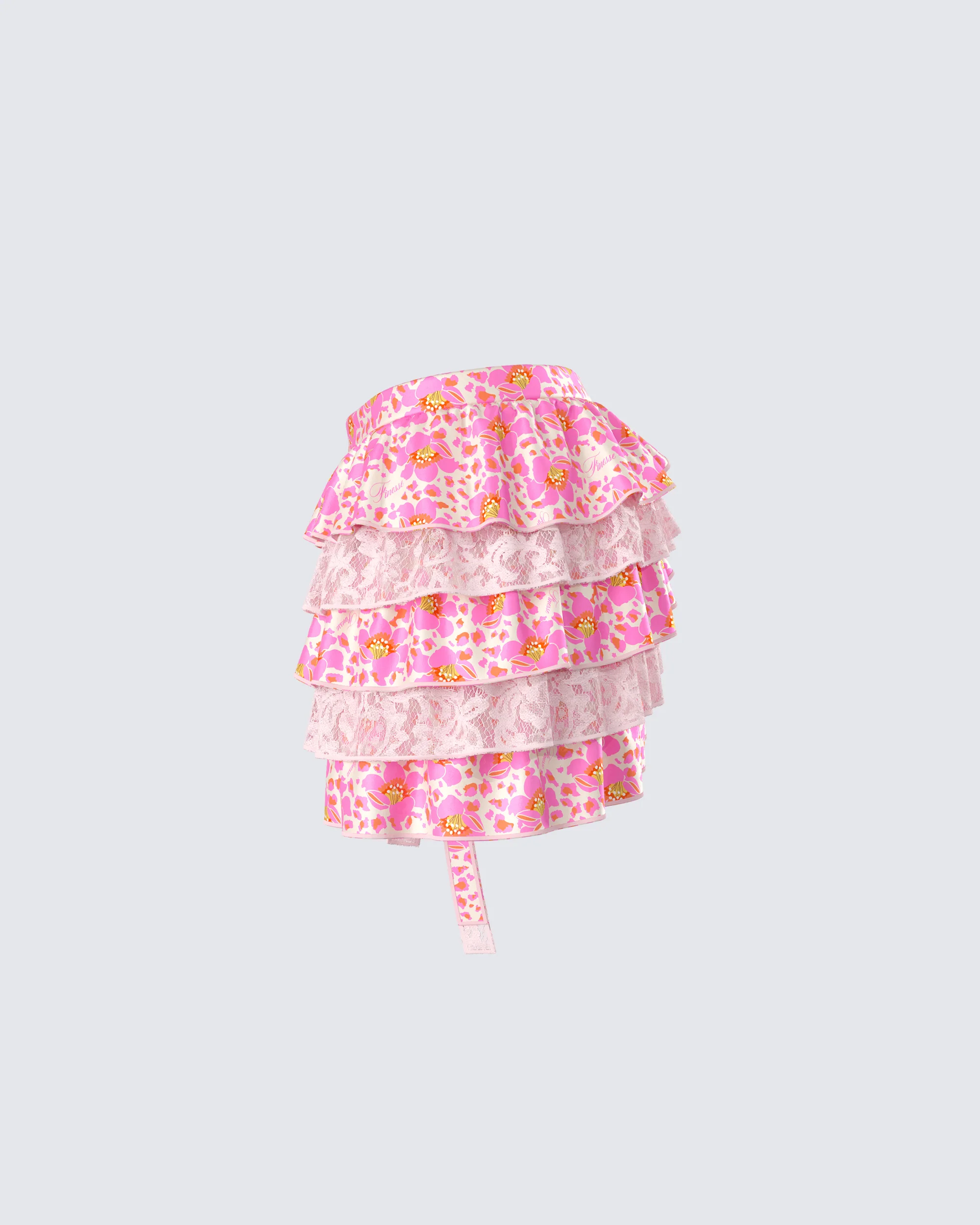 Ana Multi Floral Lace Ruffle Micro Mini Skirt - Image 2