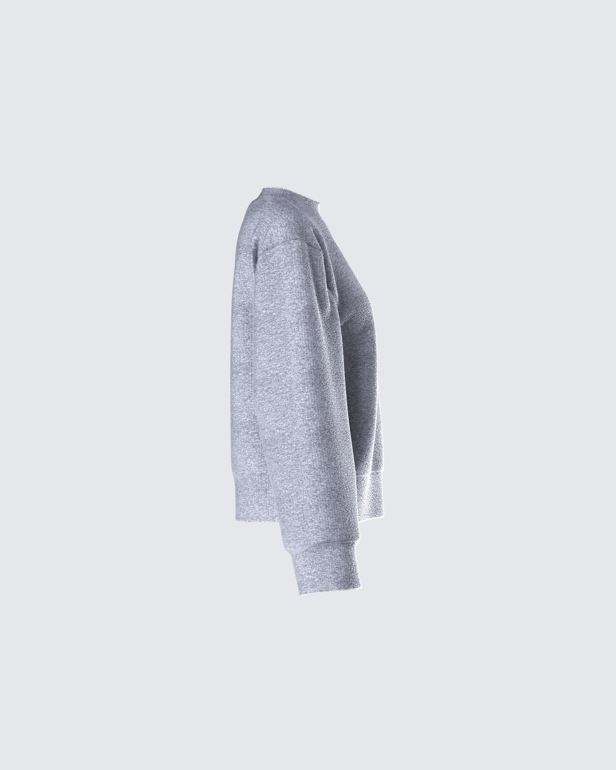 Angela Grey Sweater Knit Top - Image 2