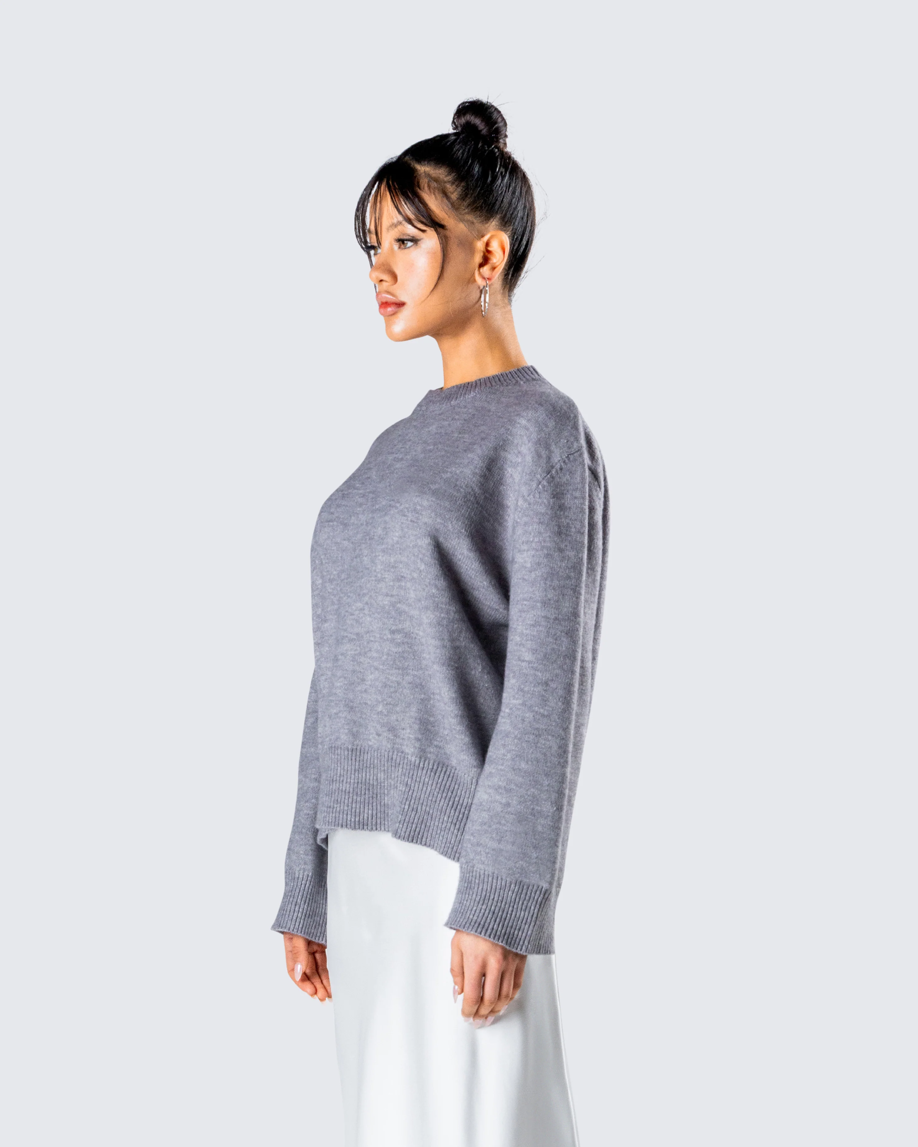 Angela Grey Sweater Knit Top - Image 5