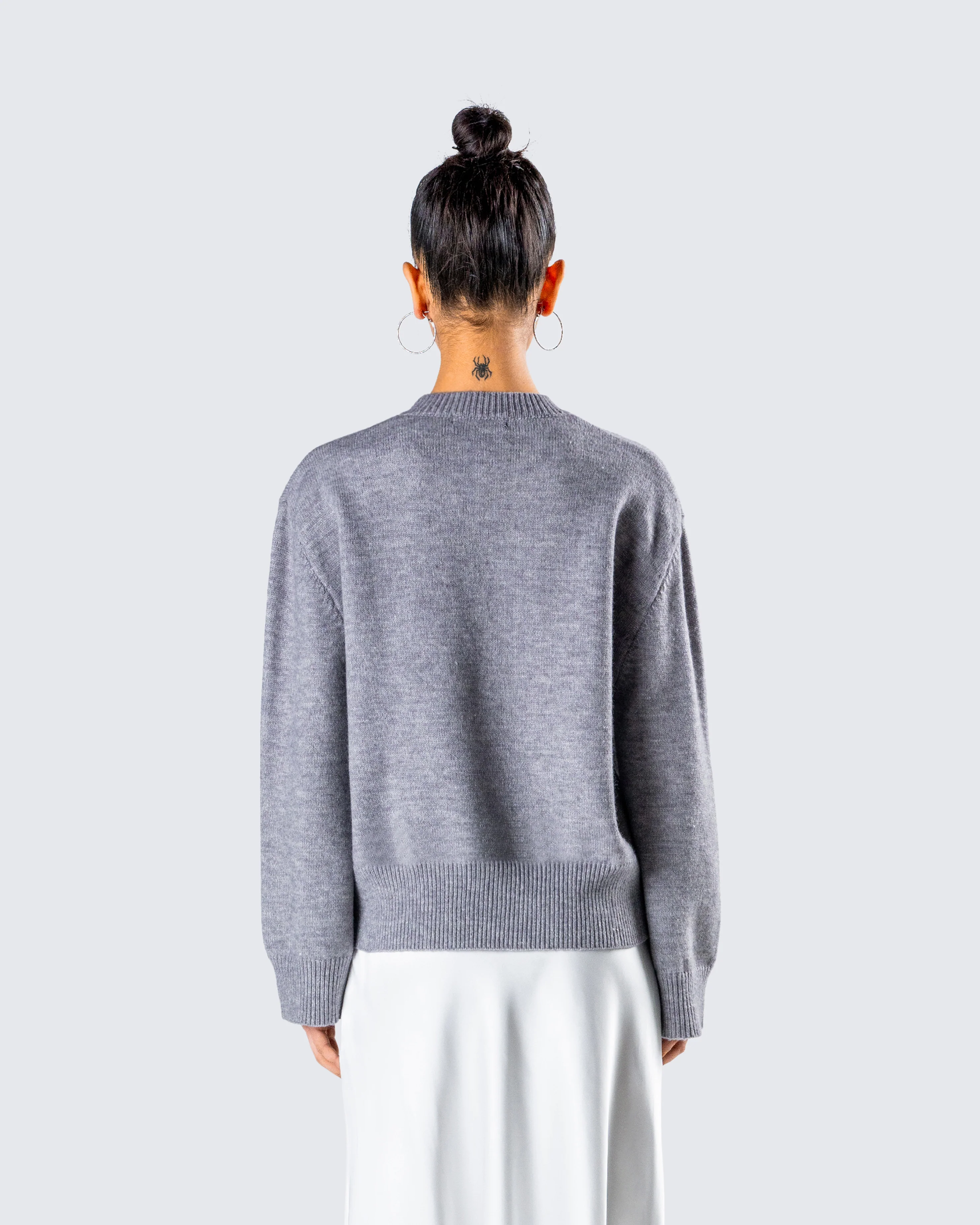 Angela Grey Sweater Knit Top - Image 7