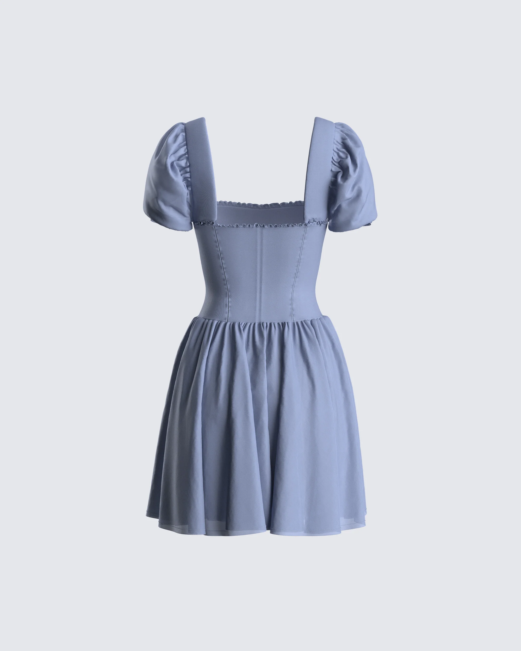 Anilah Baby Blue Poplin Mini Dress - Image 3