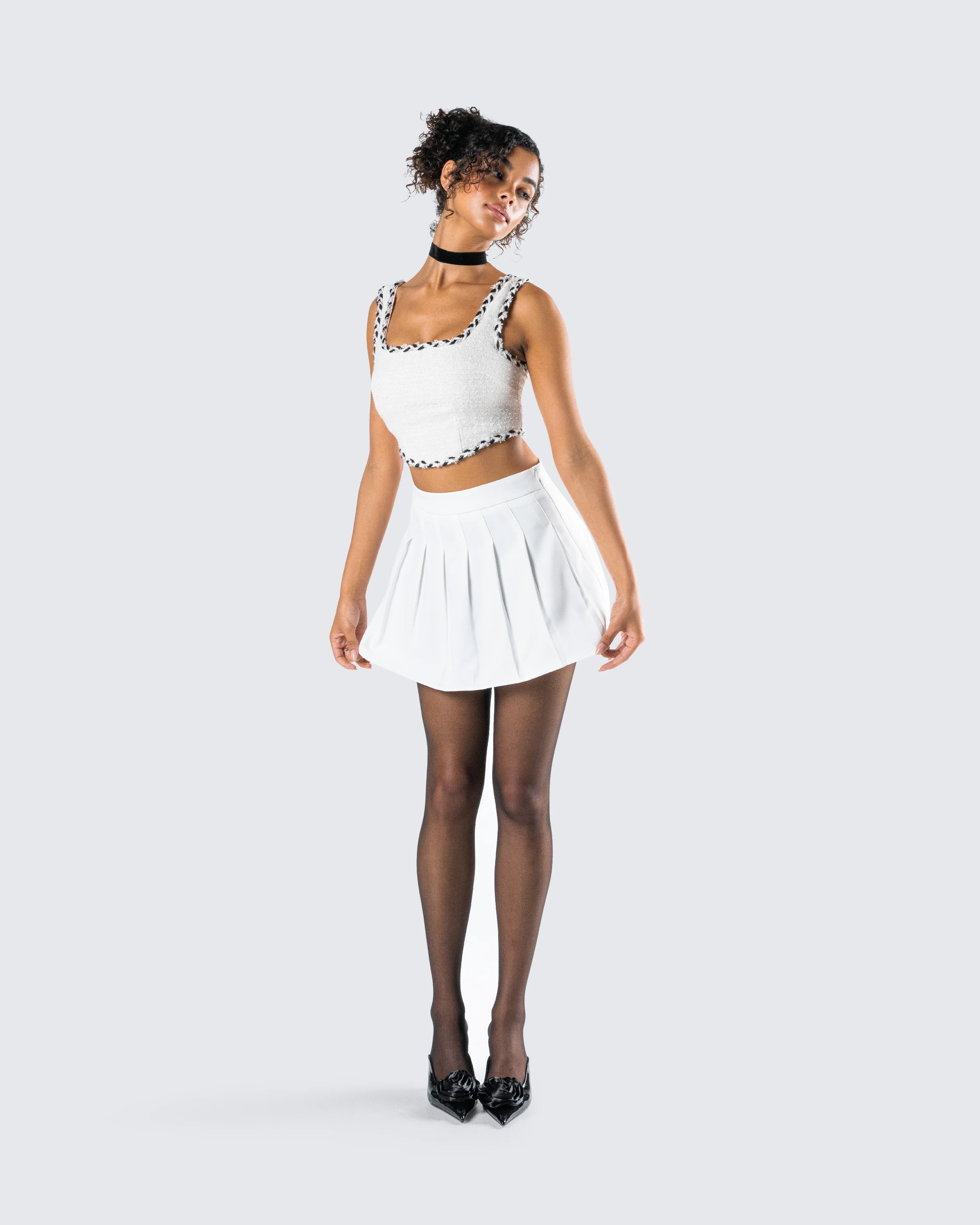 Anjali Ivory Tweed Bustier Top - Image 9