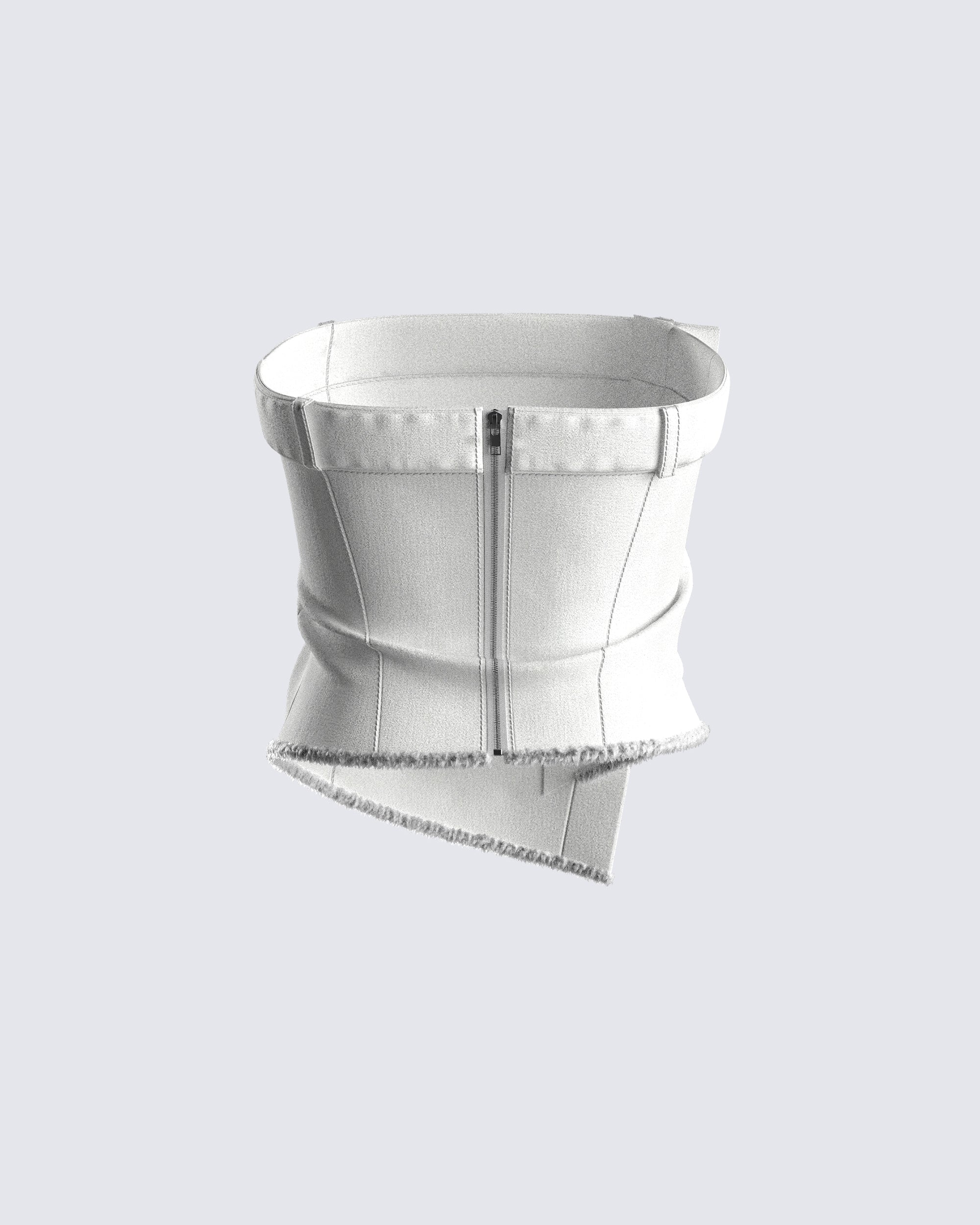 Anouk White Twill Strapless Top - Image 3