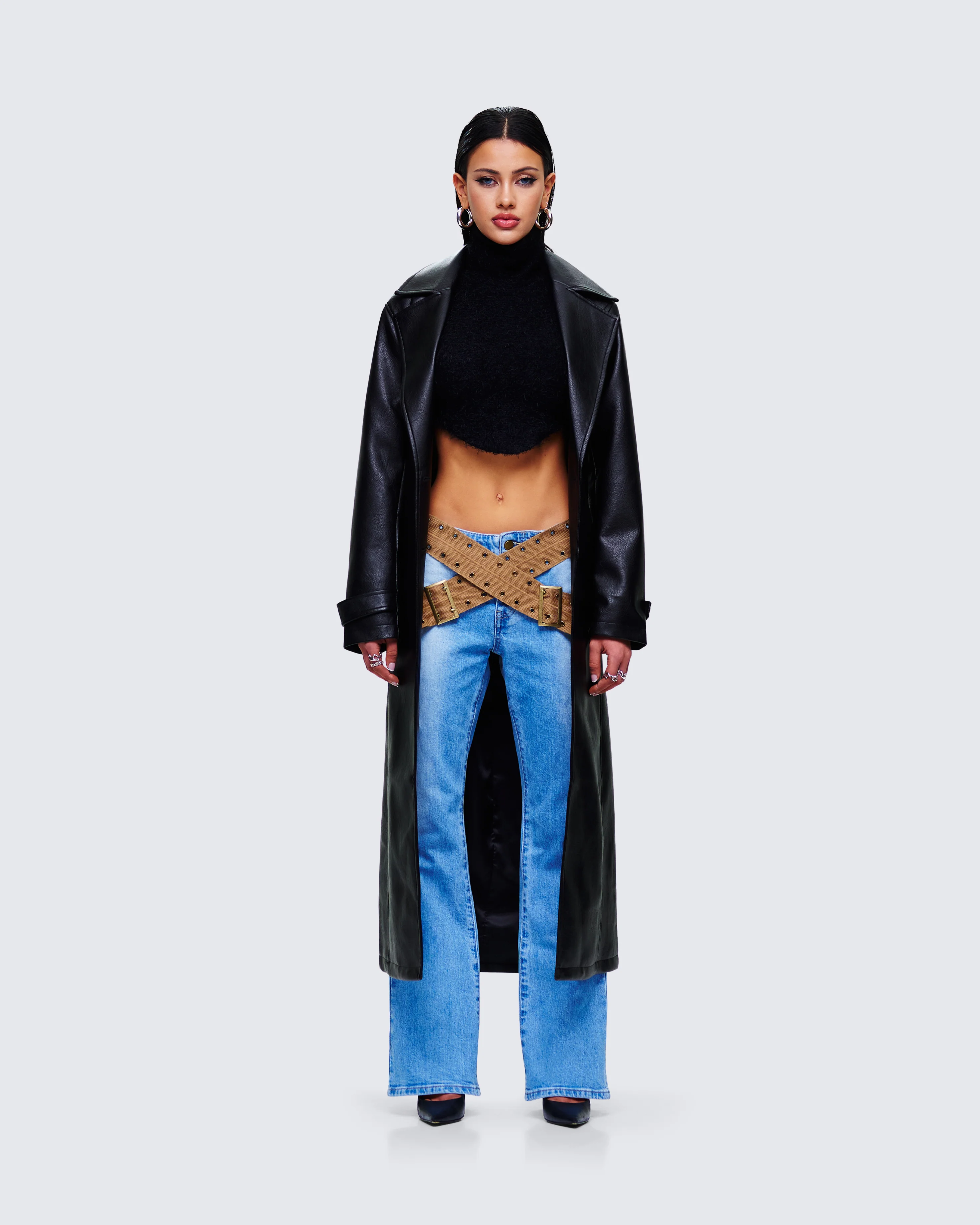Ara Black Vegan Leather Coat - Image 4