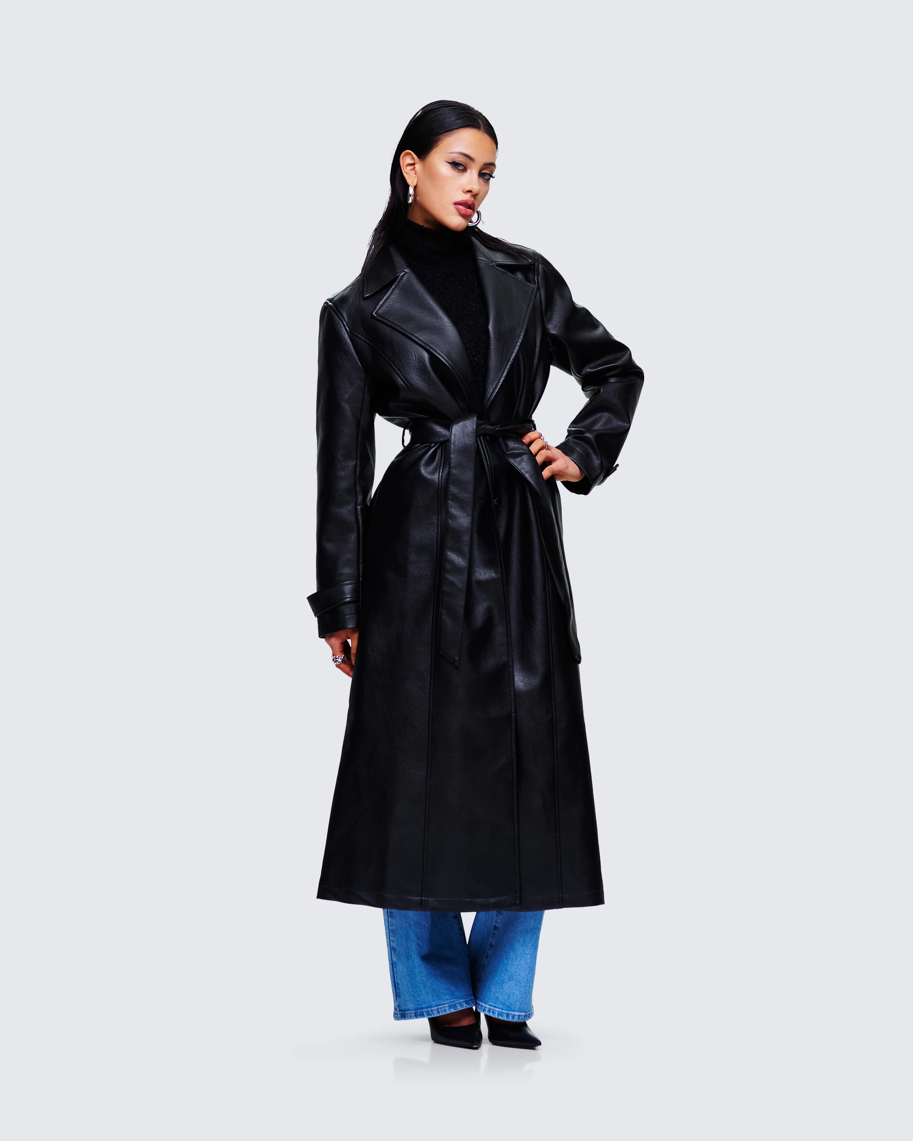 Ara Black Vegan Leather Coat - Image 5