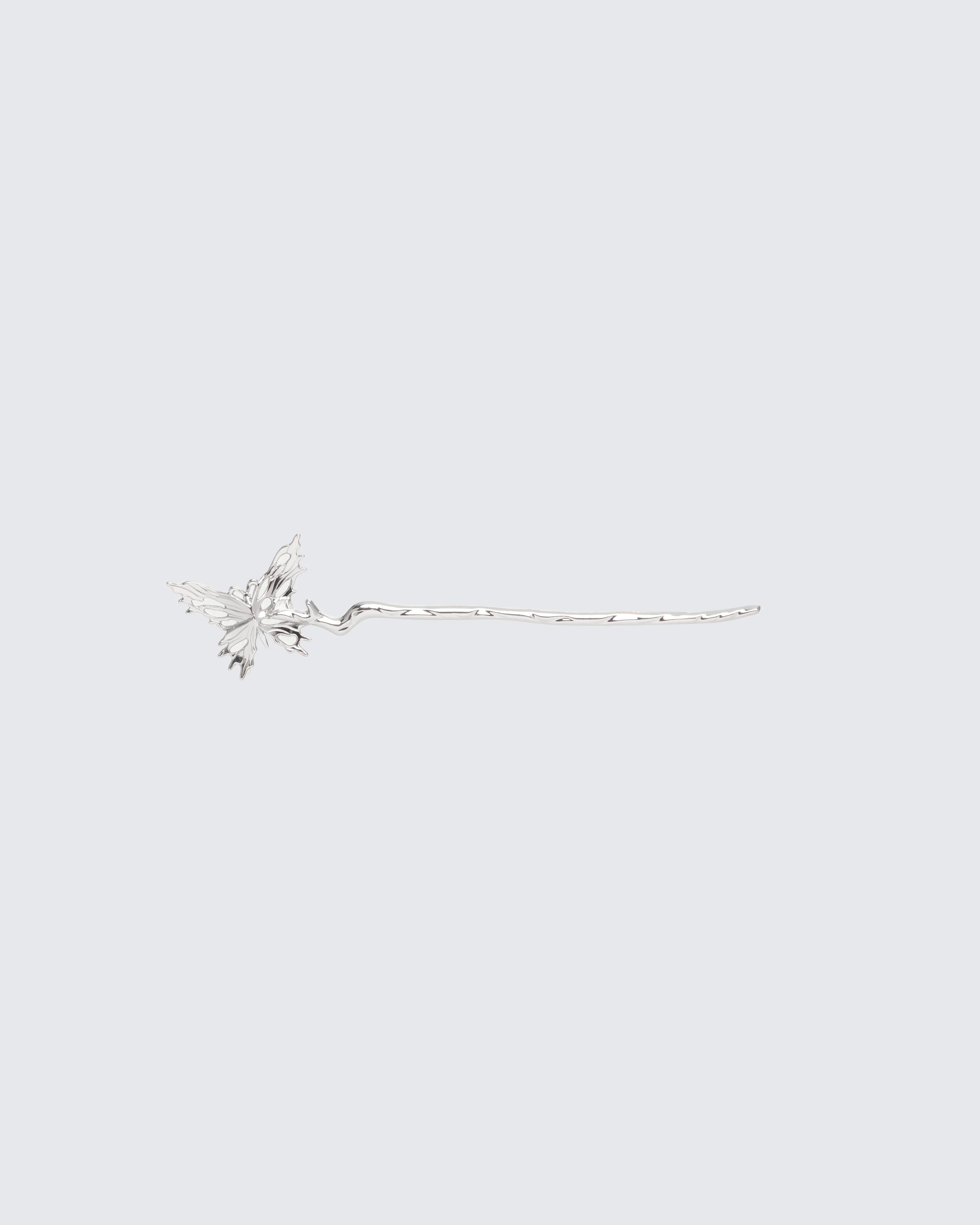 Arienne Silver Molten Butterfly Hair Pin - Image 2