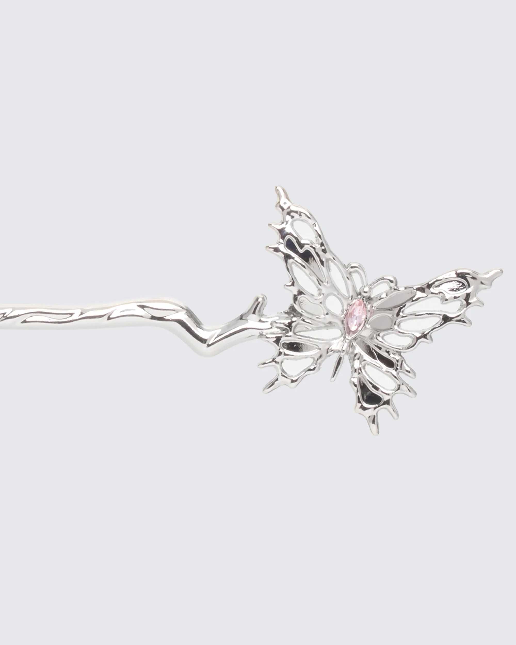 Arienne Silver Molten Butterfly Hair Pin - Image 3