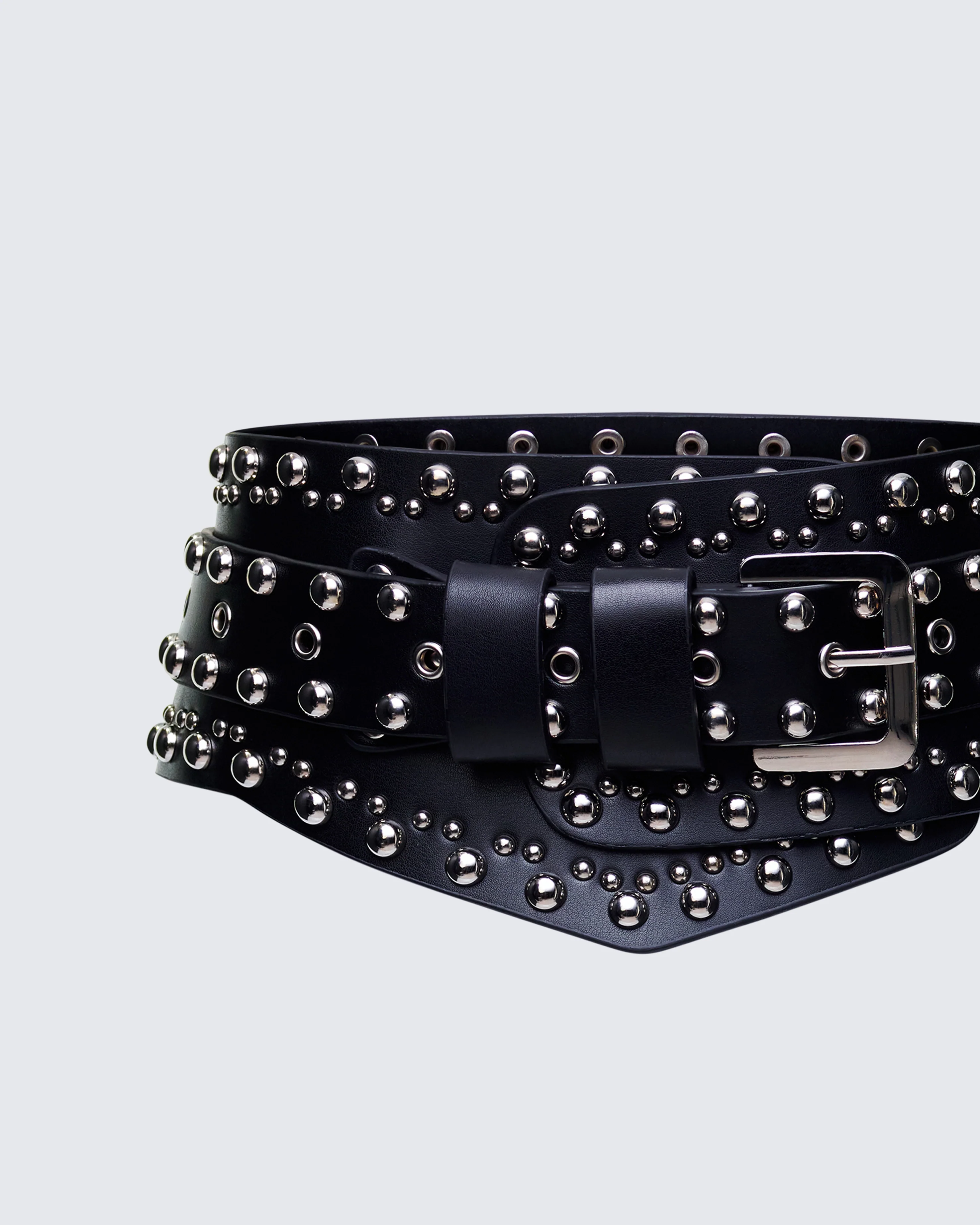 Aerilyn Black Double Wrap Studded Western Hip Belt - Image 5