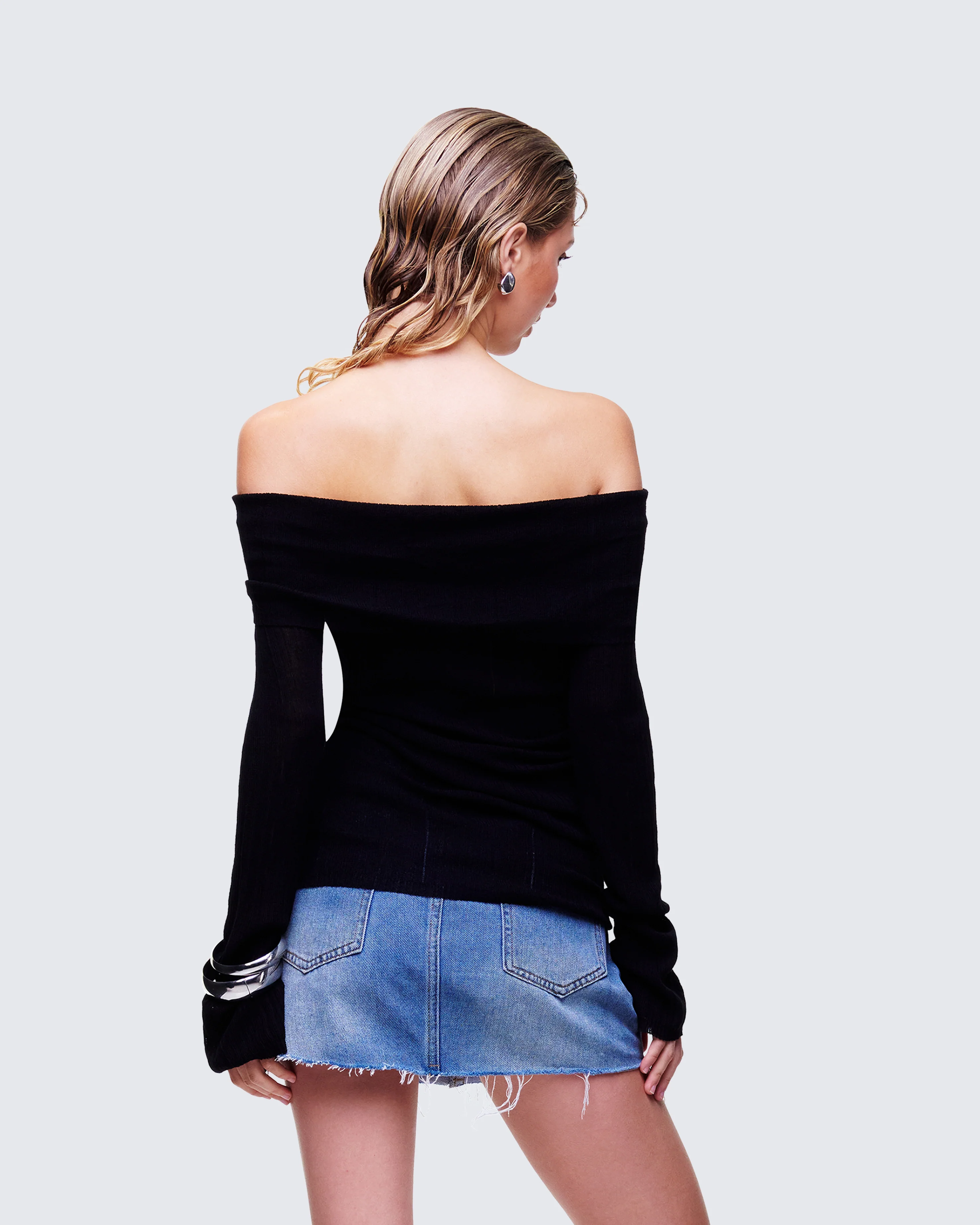 Arlina Black Fine Knit Top - Image 4