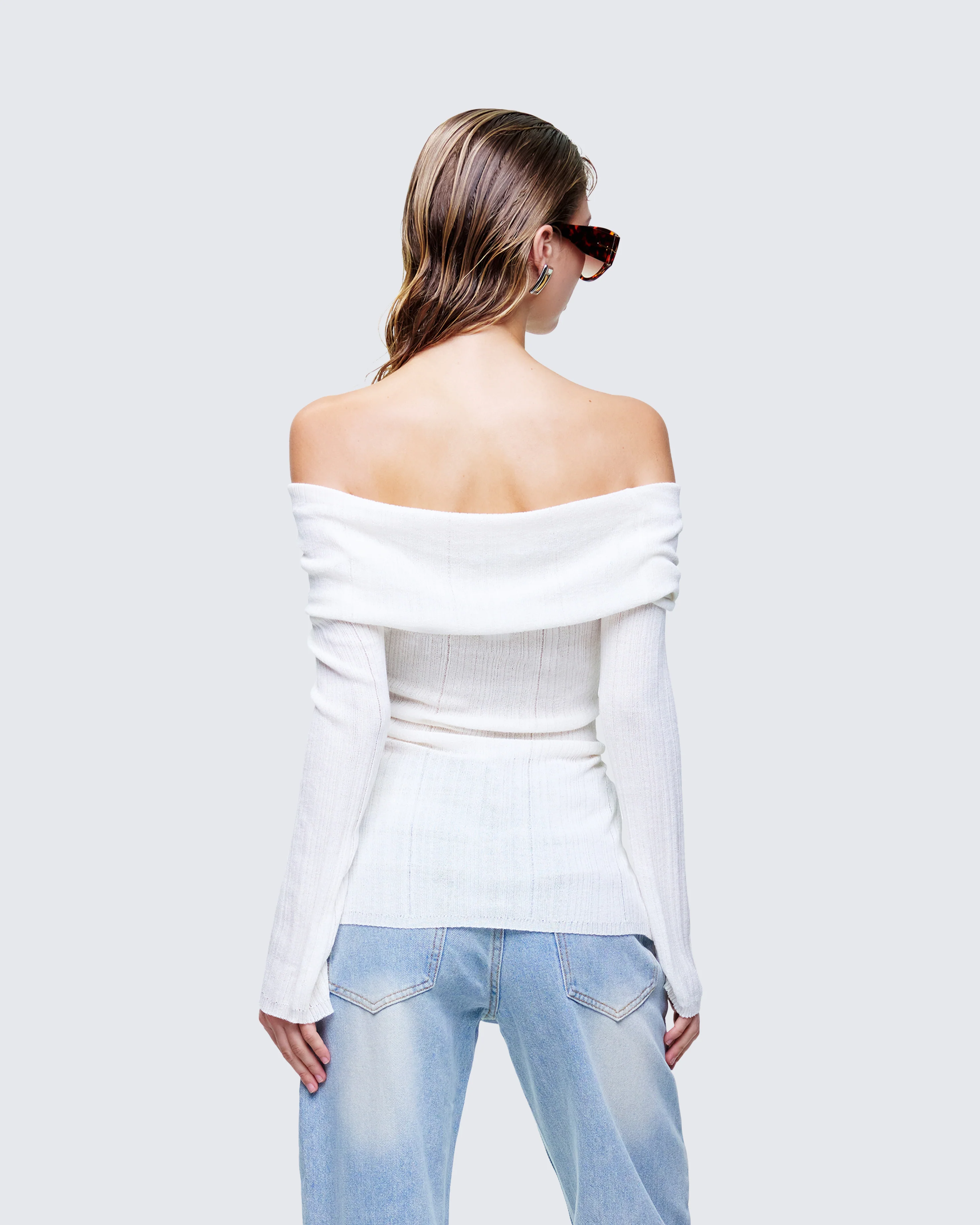 Arlina White Fine Knit Top - Image 4