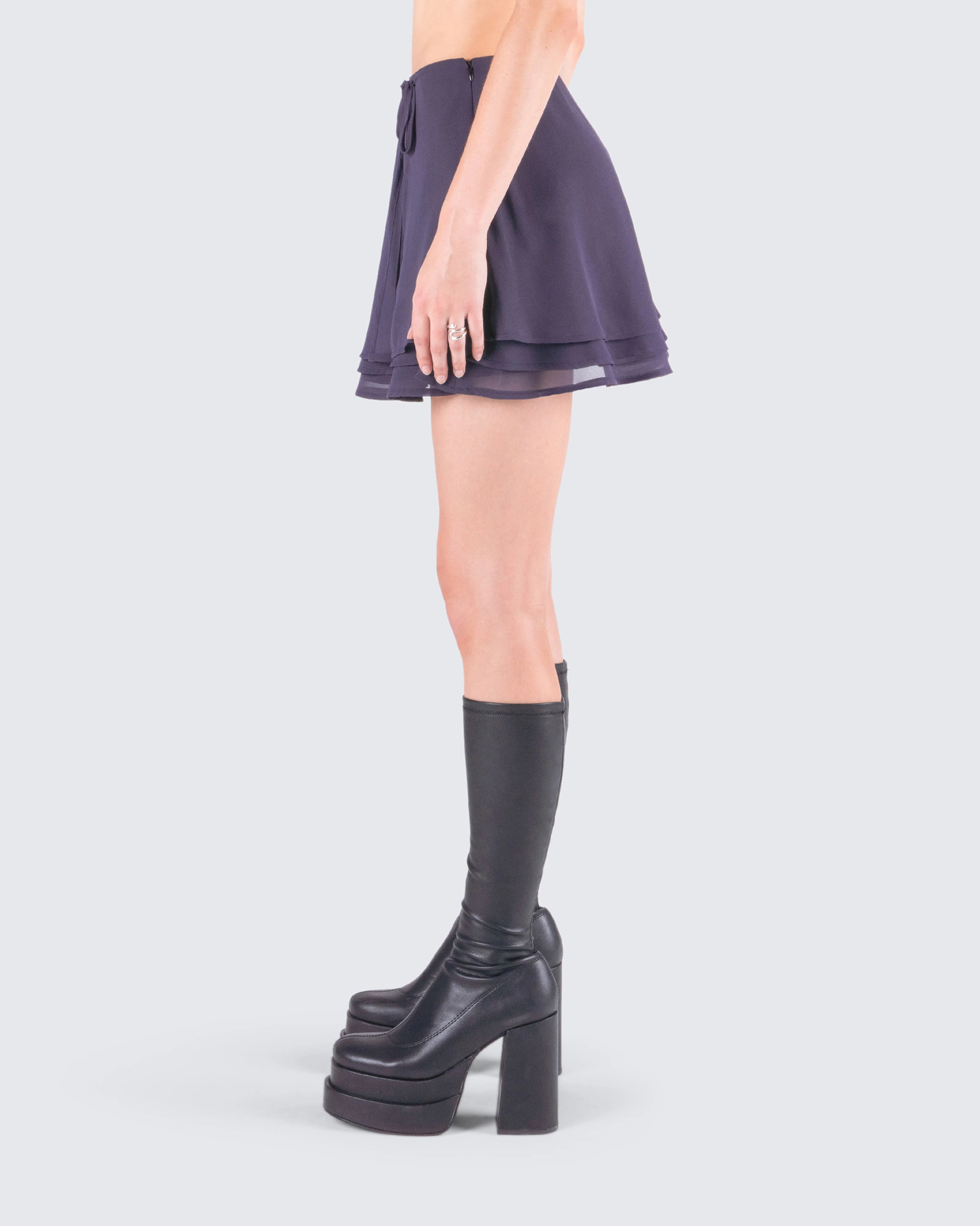 Arpana Charcoal Layered Mini Skirt - Image 6