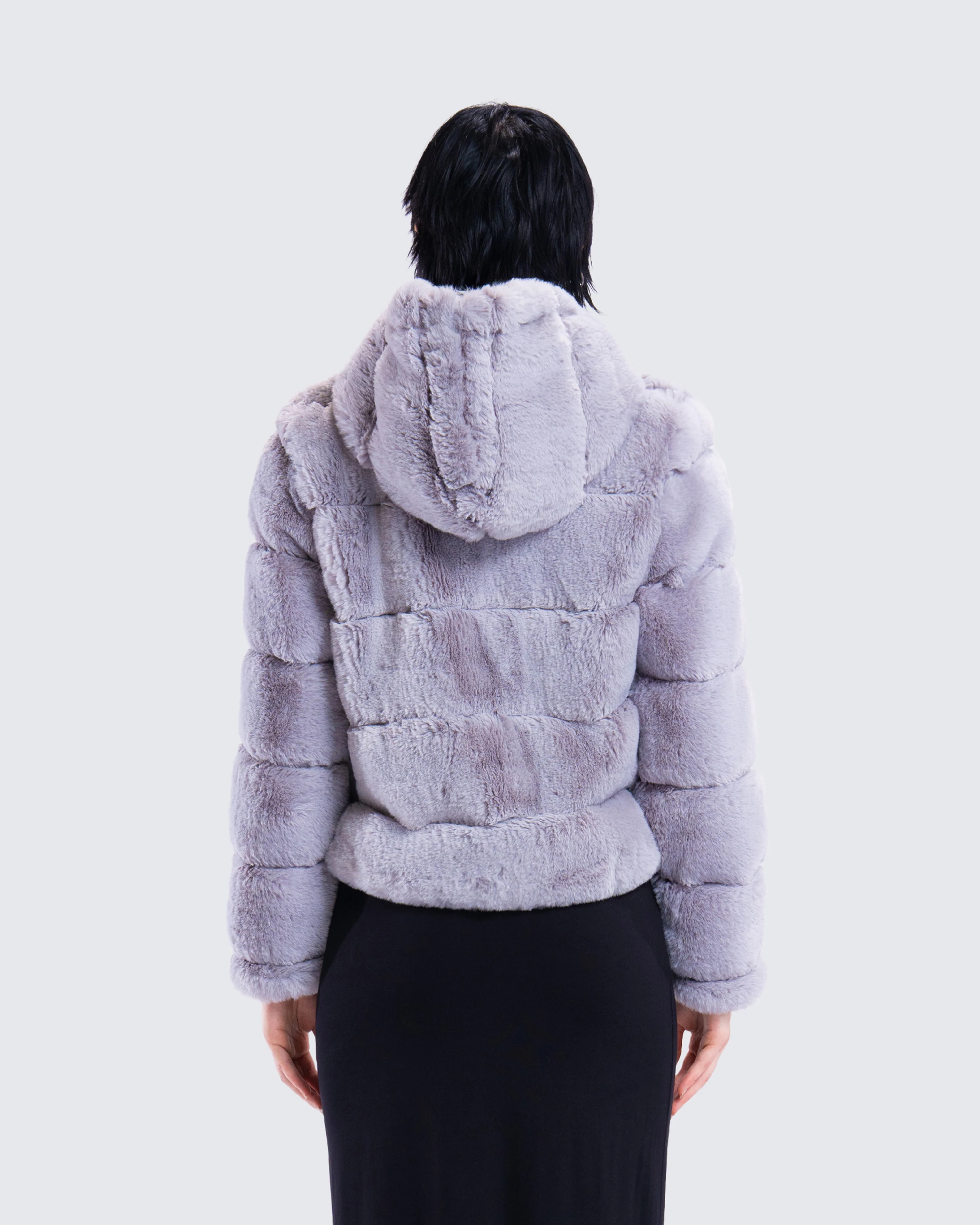 Aspen Grey Faux Fur Hooded Jacket - Image 7
