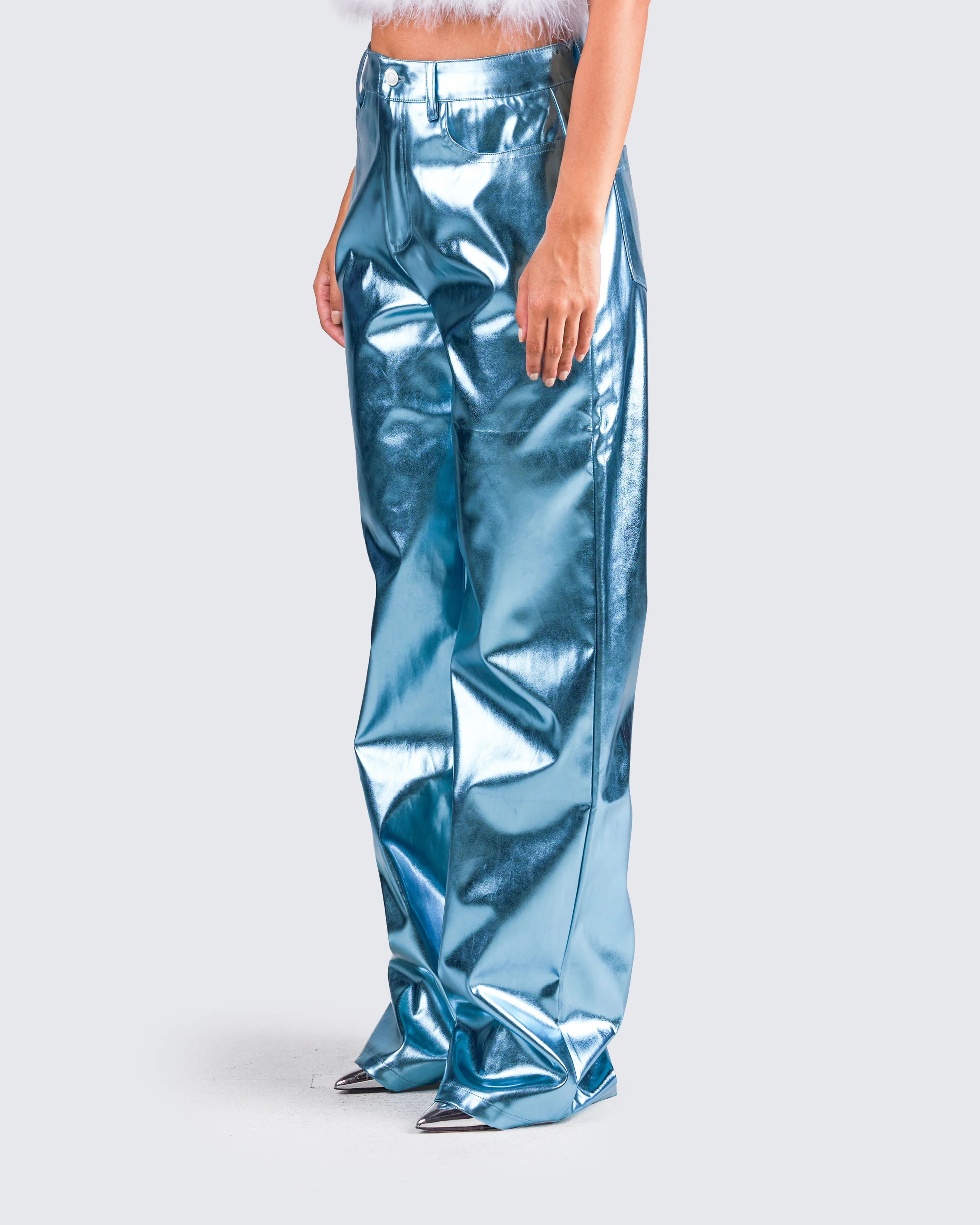 Asta Metallic Blue Trouser Pant - Image 7