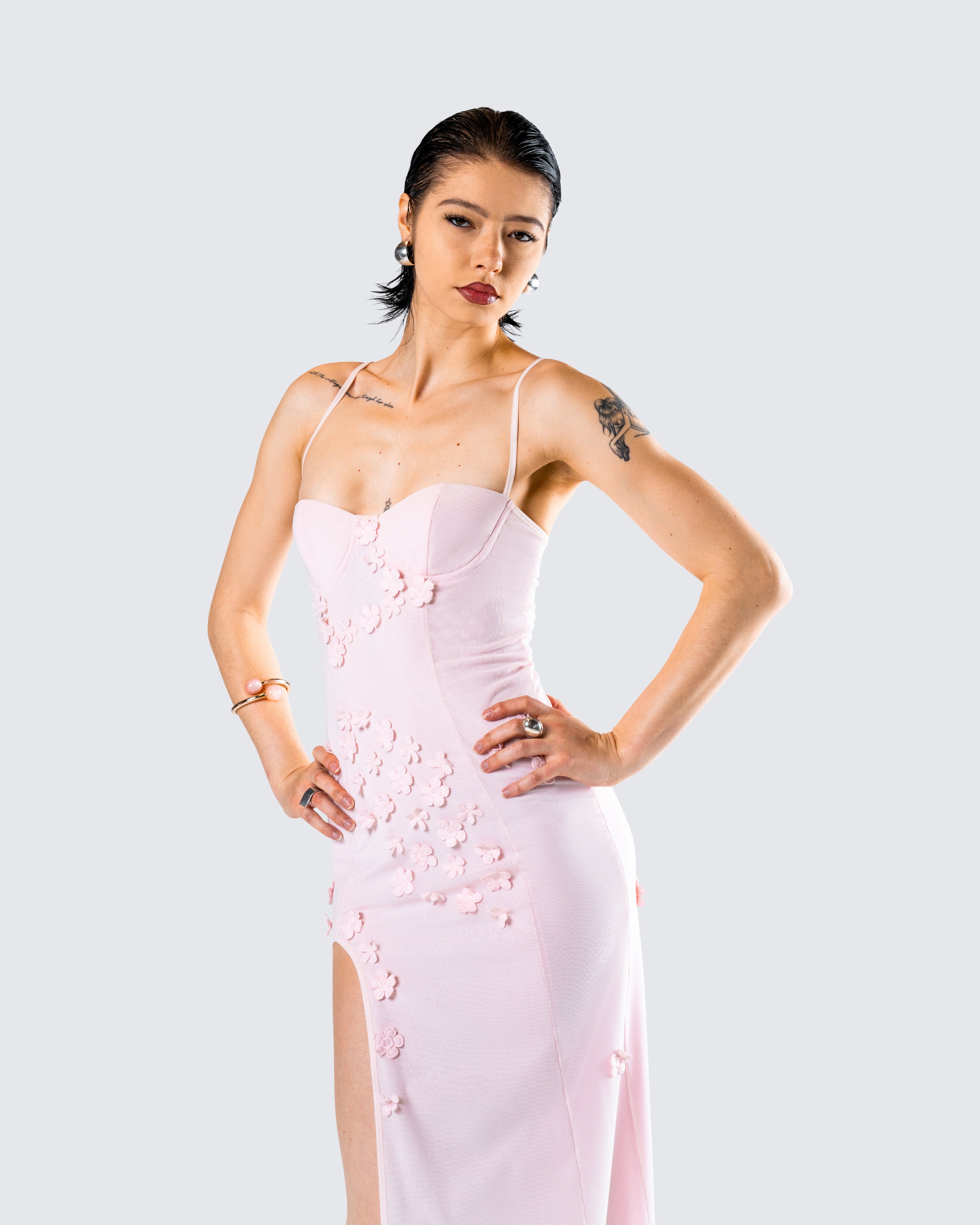 Astoria Pink Floral Maxi Dress - Image 9