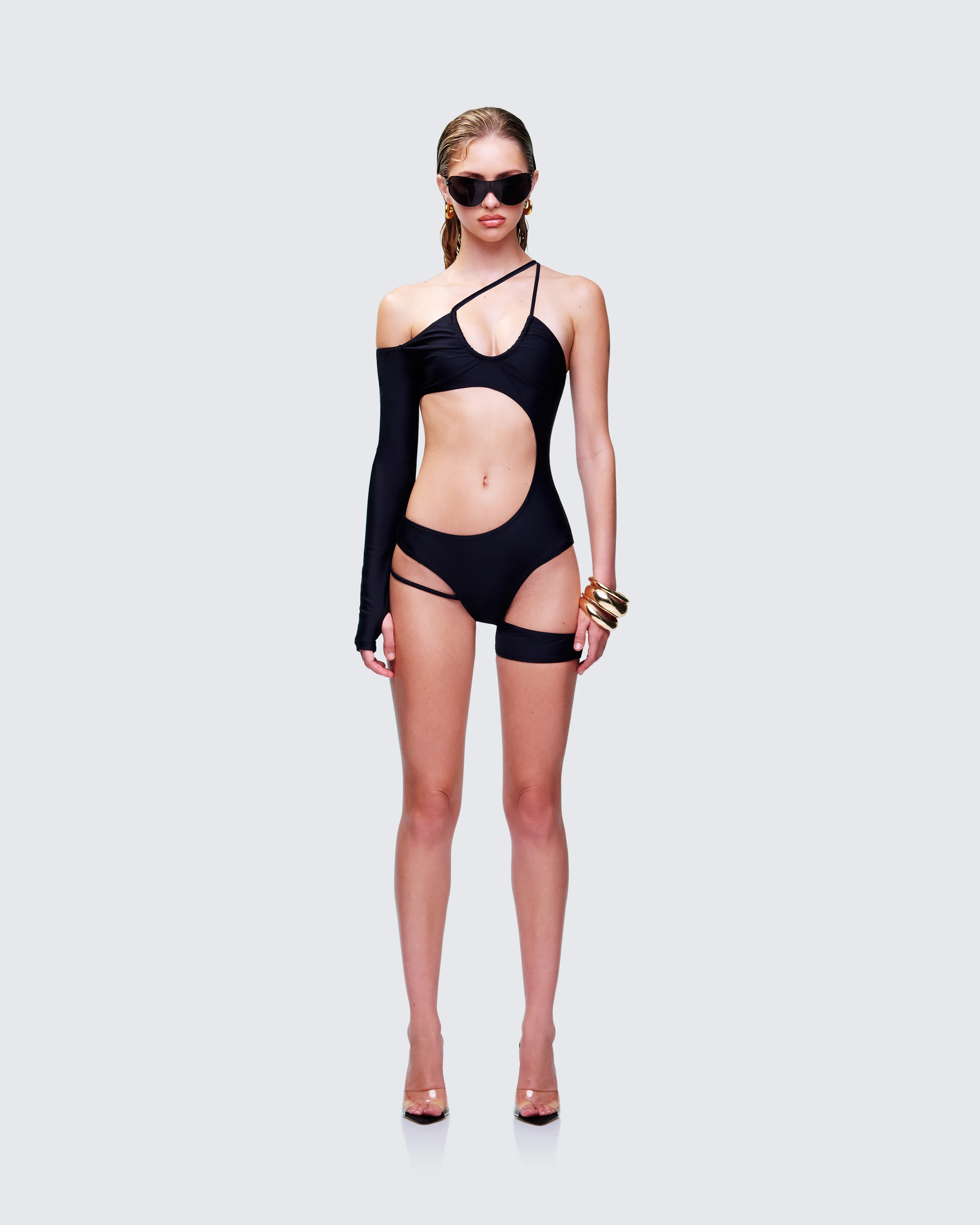 Astra Black Cut Out Swimsuit - Image 2