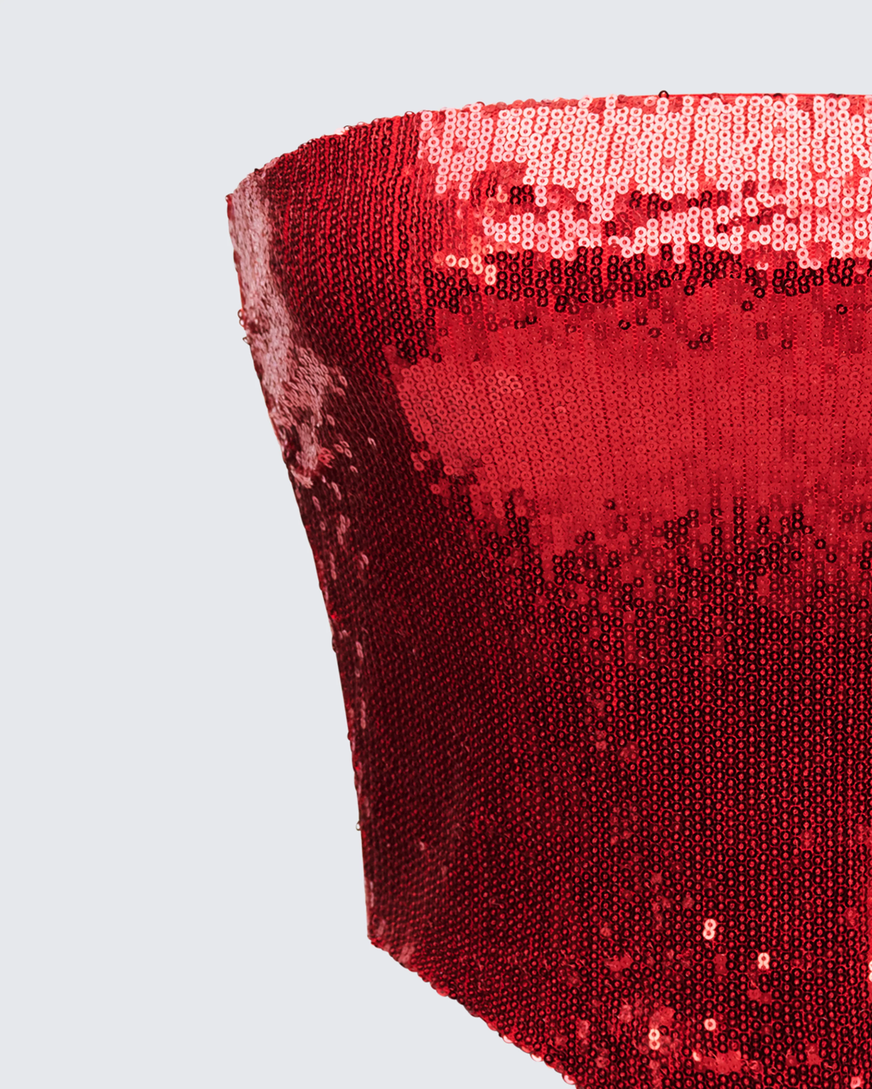 Astraia Red Sequin Bandeau Top - Image 6