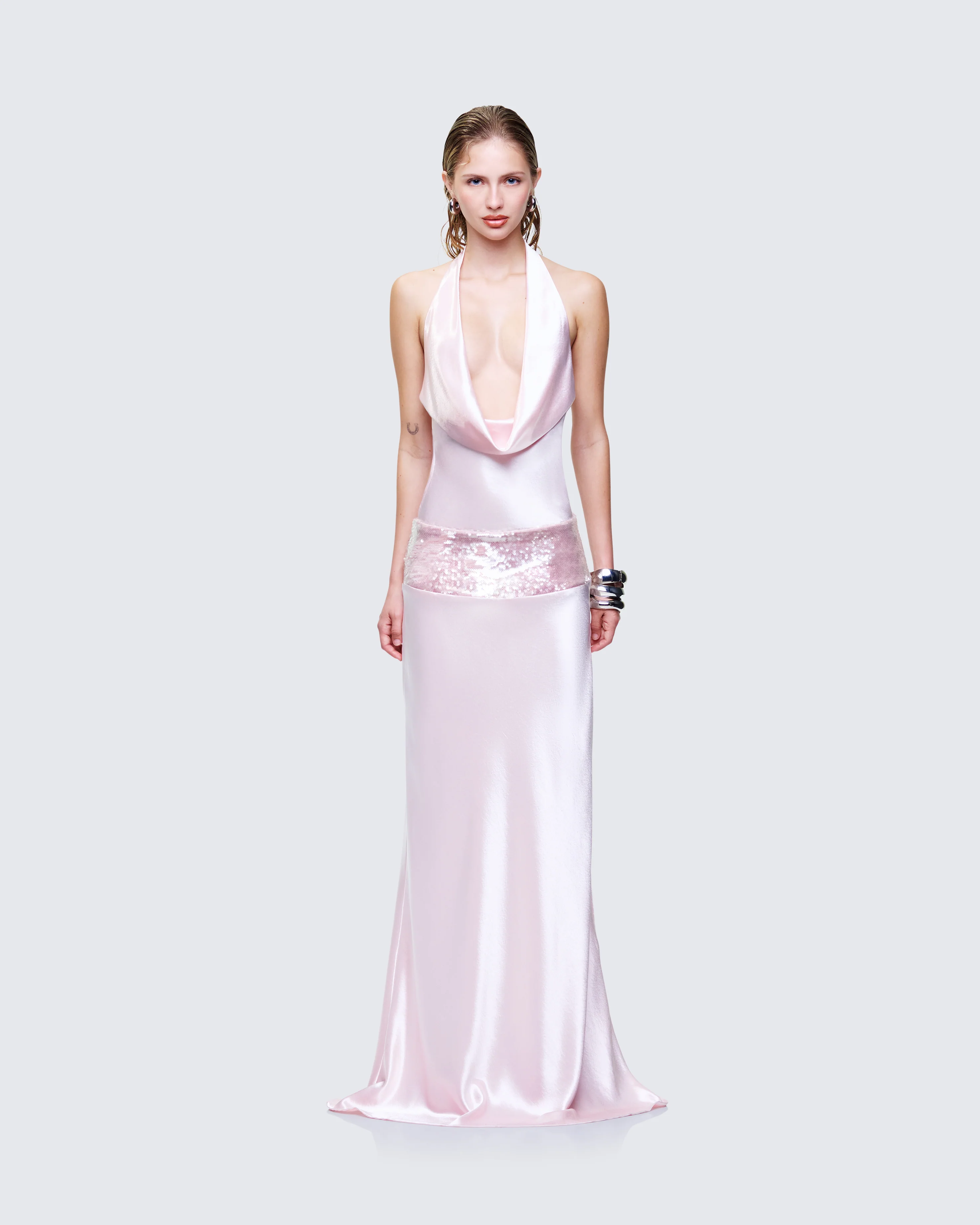 Athena Pink Sequin Open Back Maxi Dress - Image 2