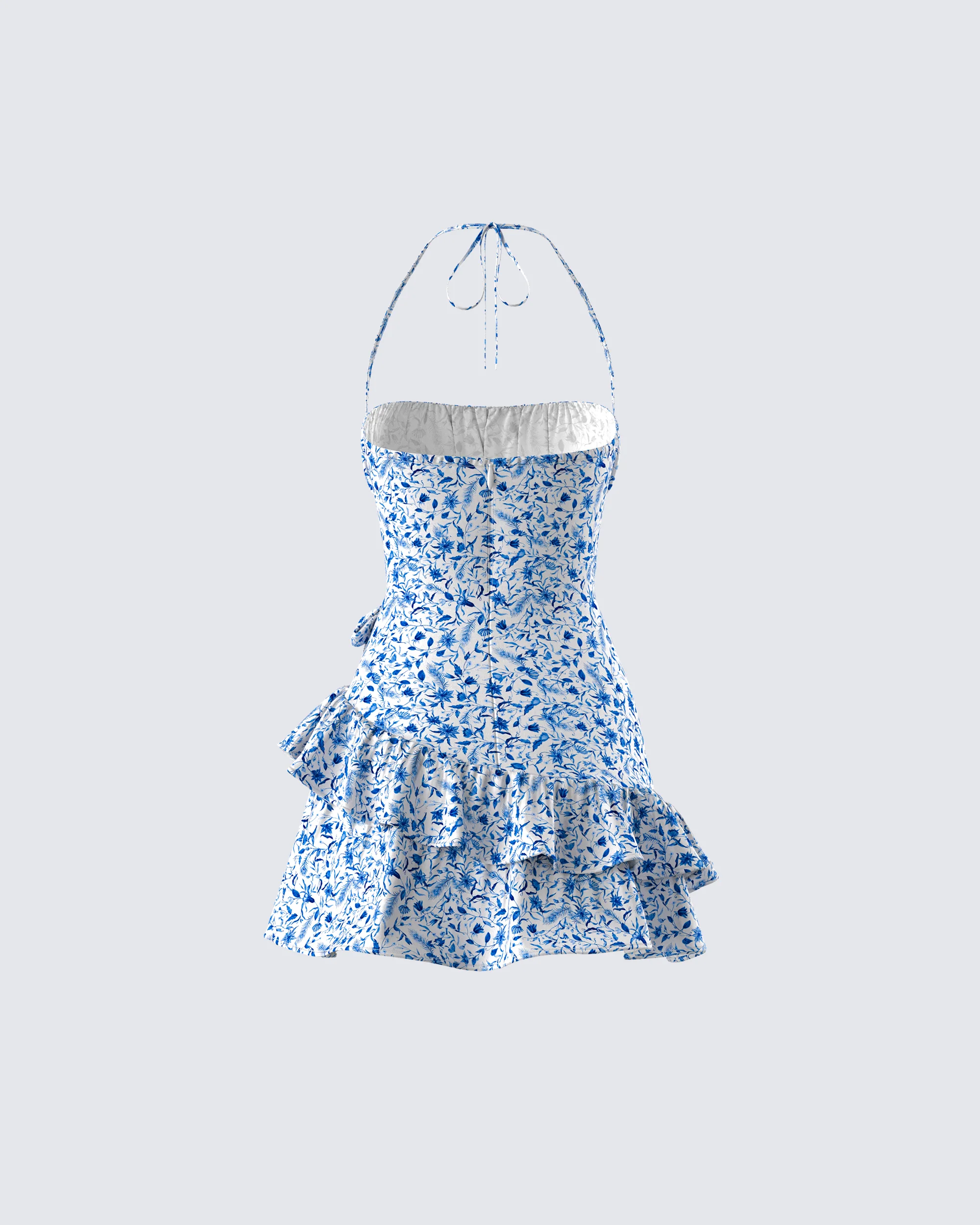 Aubriella Blue Print Mini Dress - Image 3