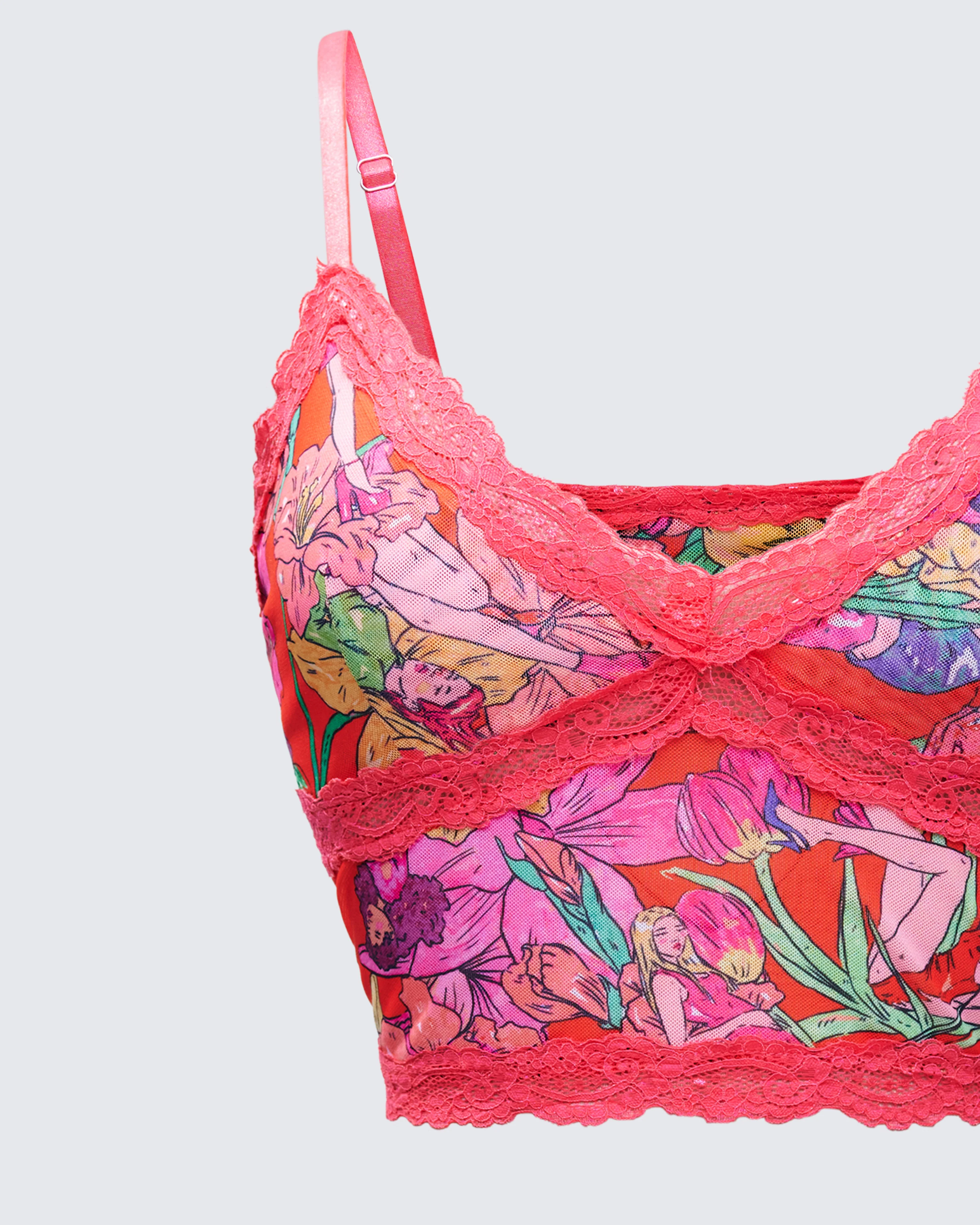 Aurelia Orange Printed Mesh Cami - Image 6
