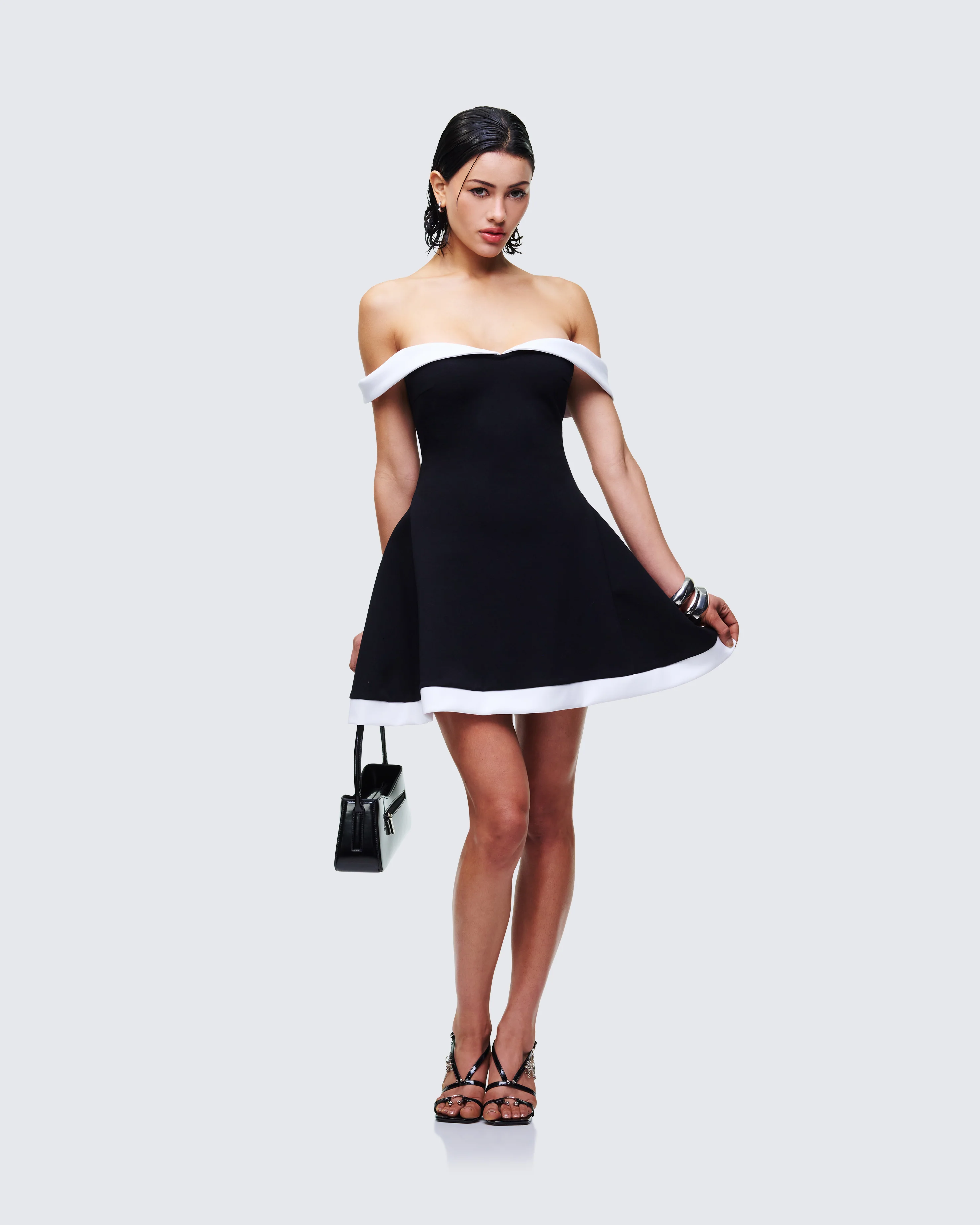 Auri Black Scuba Contrast Mini Dress - Image 4