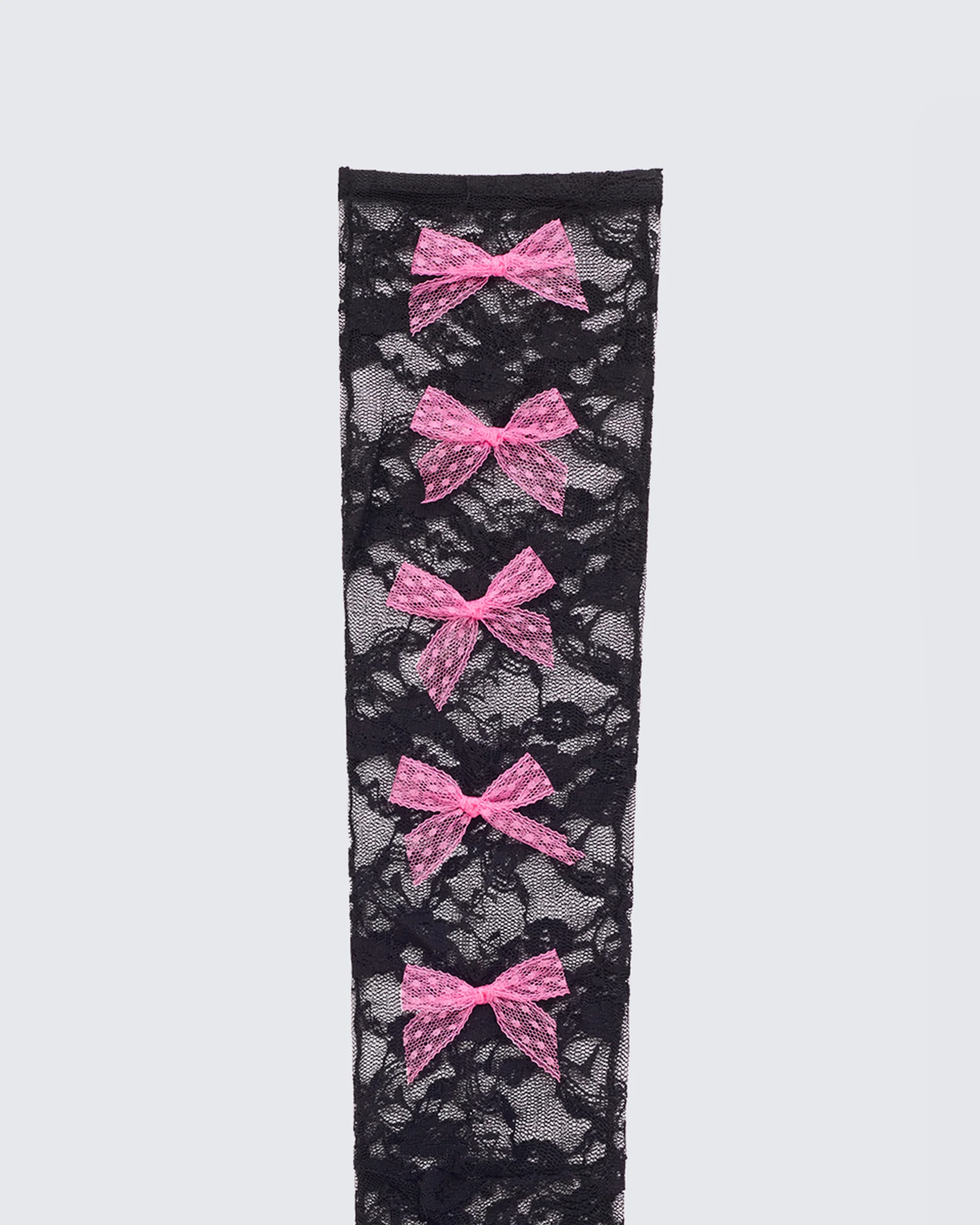 Aurora Black Knee High Lace Sock With Bow Trim - Image 3