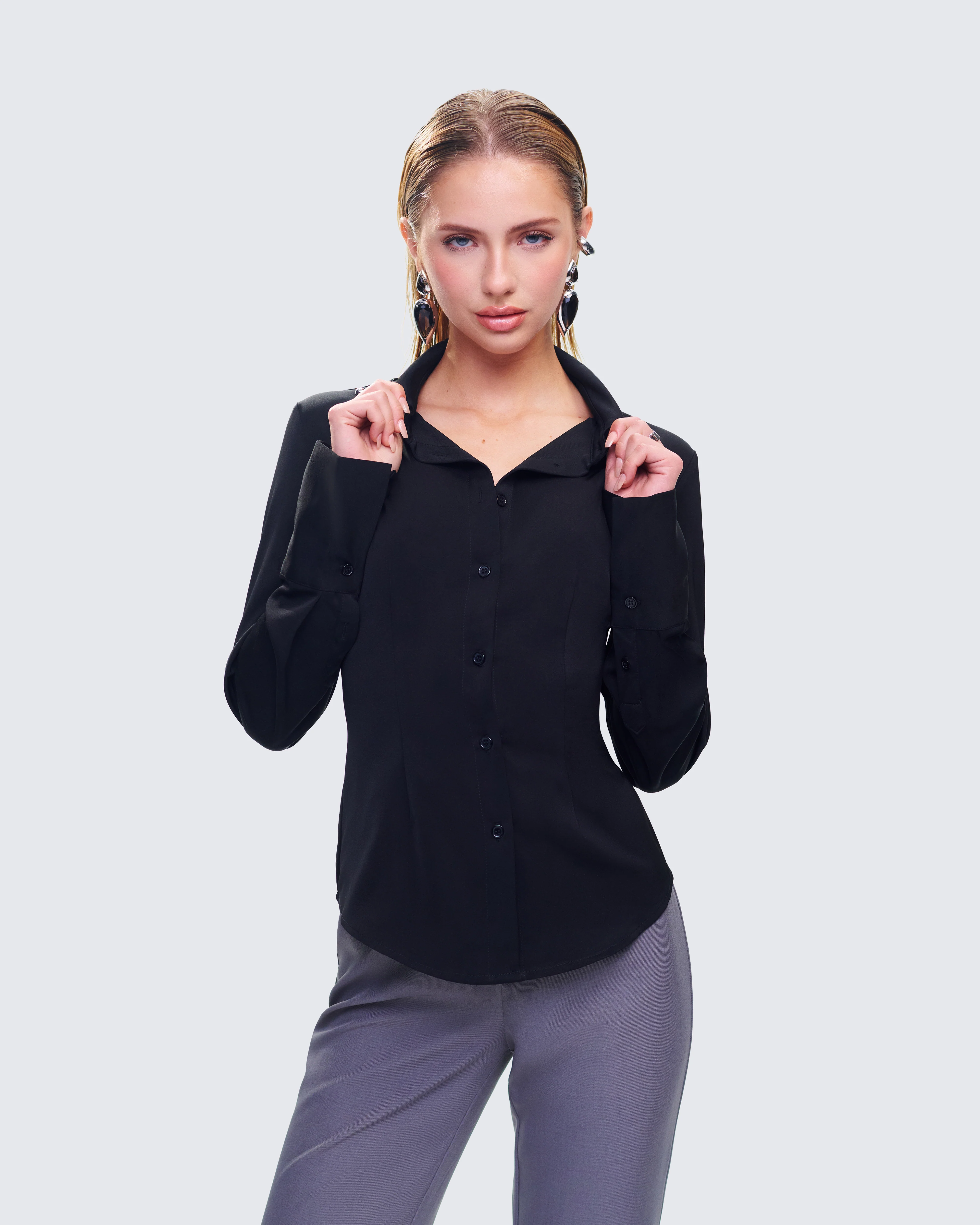 Avyanna Black Fitted Shirt - Image 6