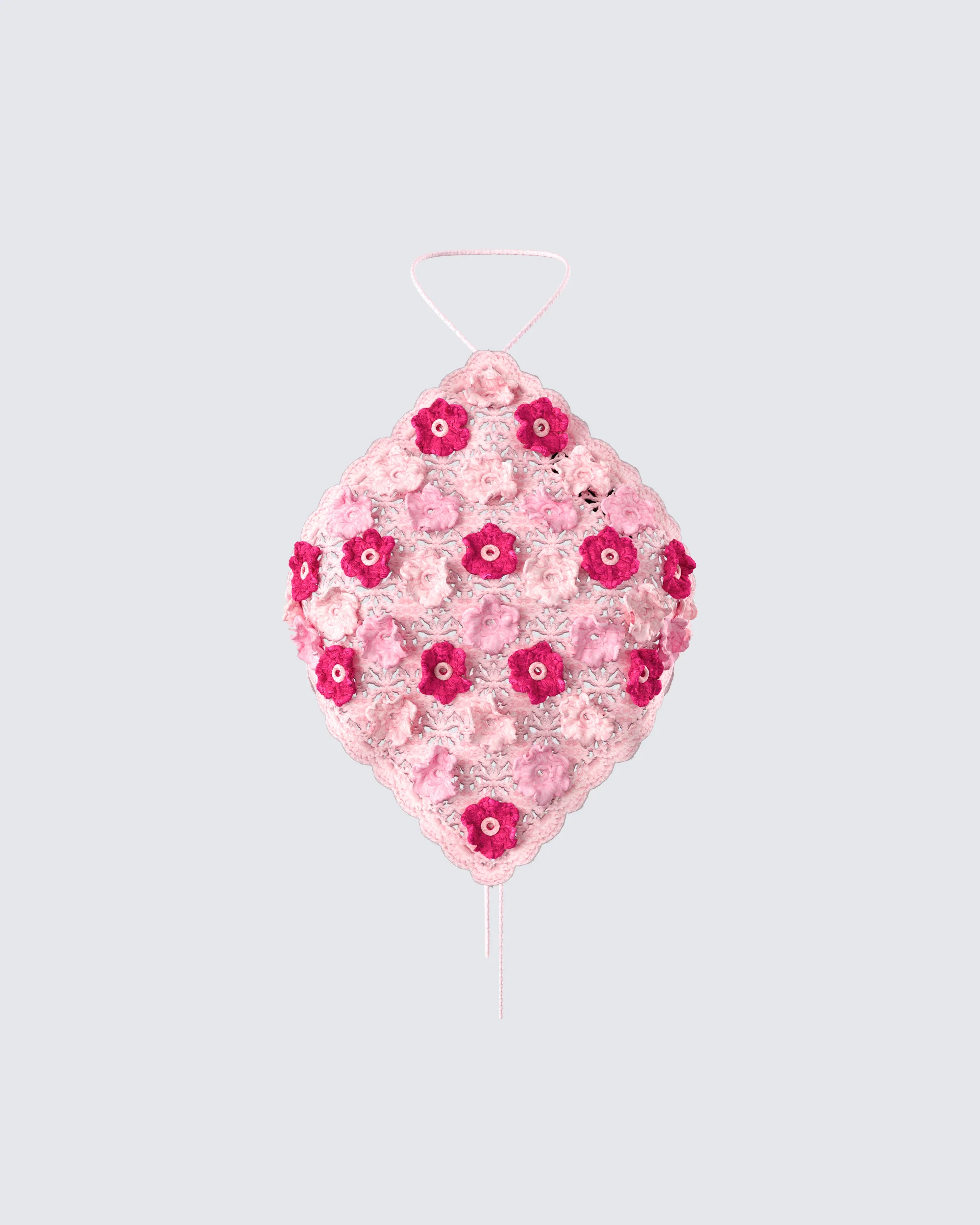 Aya Pink Floral Crochet Halter Top