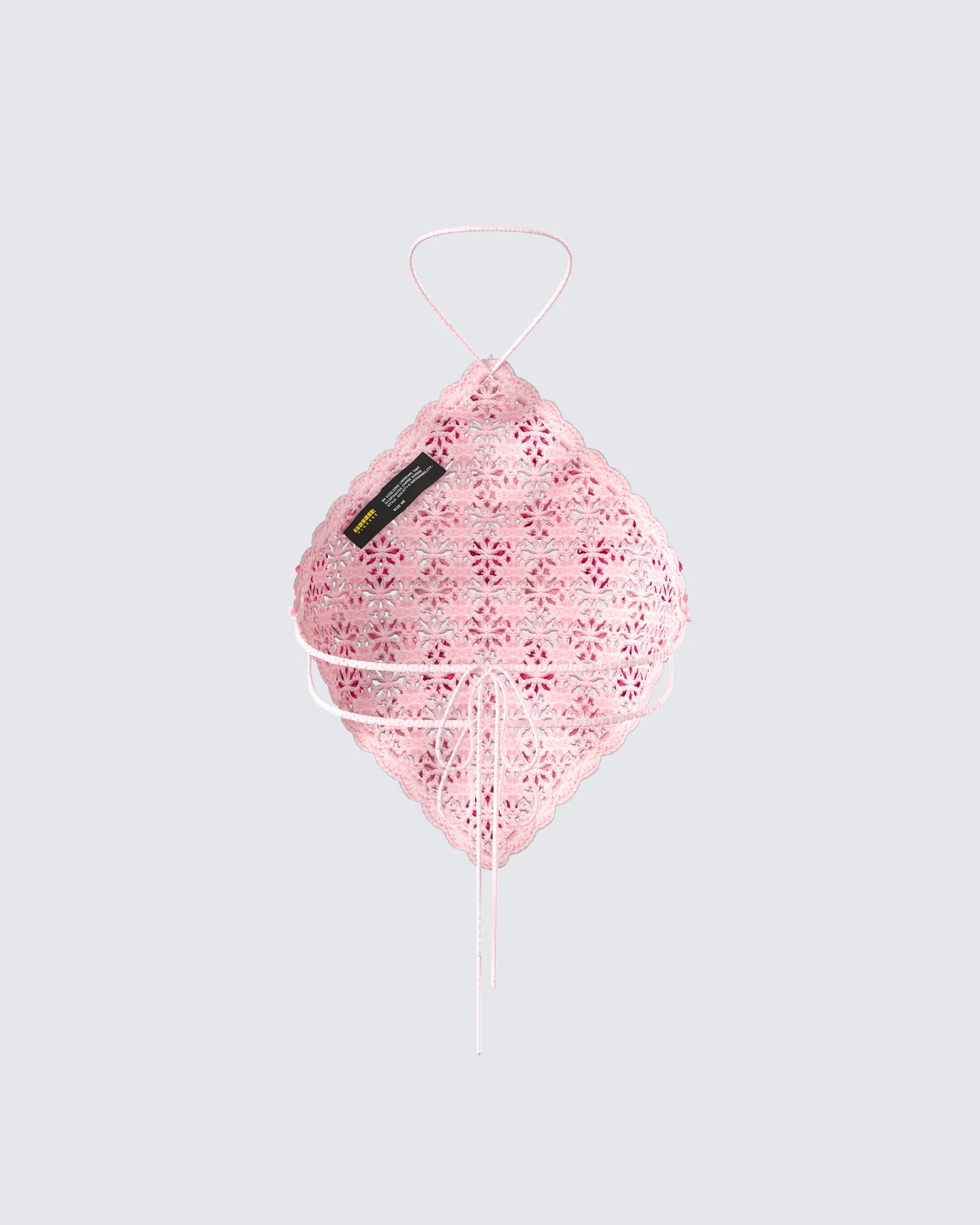 Aya Pink Floral Crochet Halter Top - Image 3