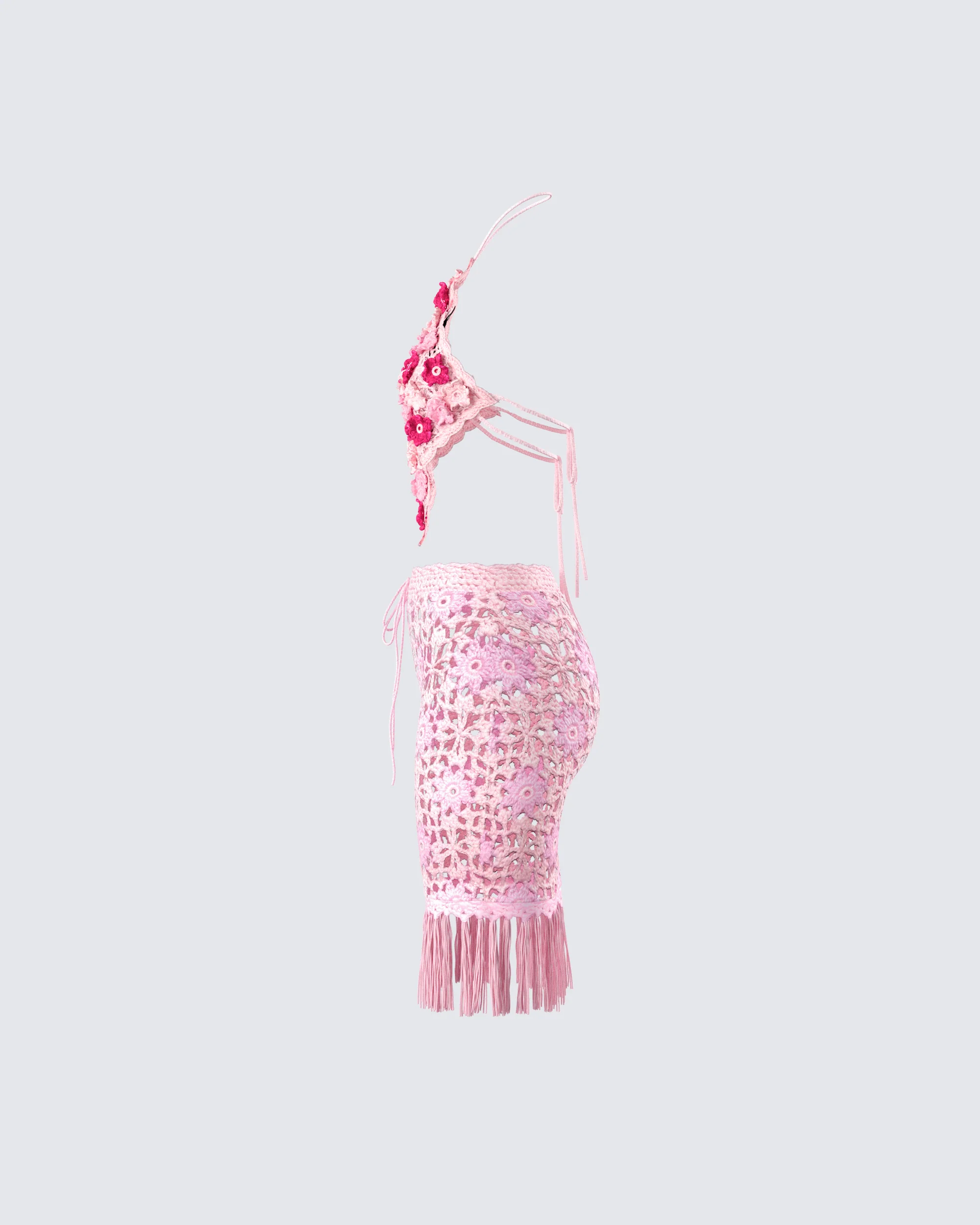 Aya Pink Floral Crochet Set - Image 2