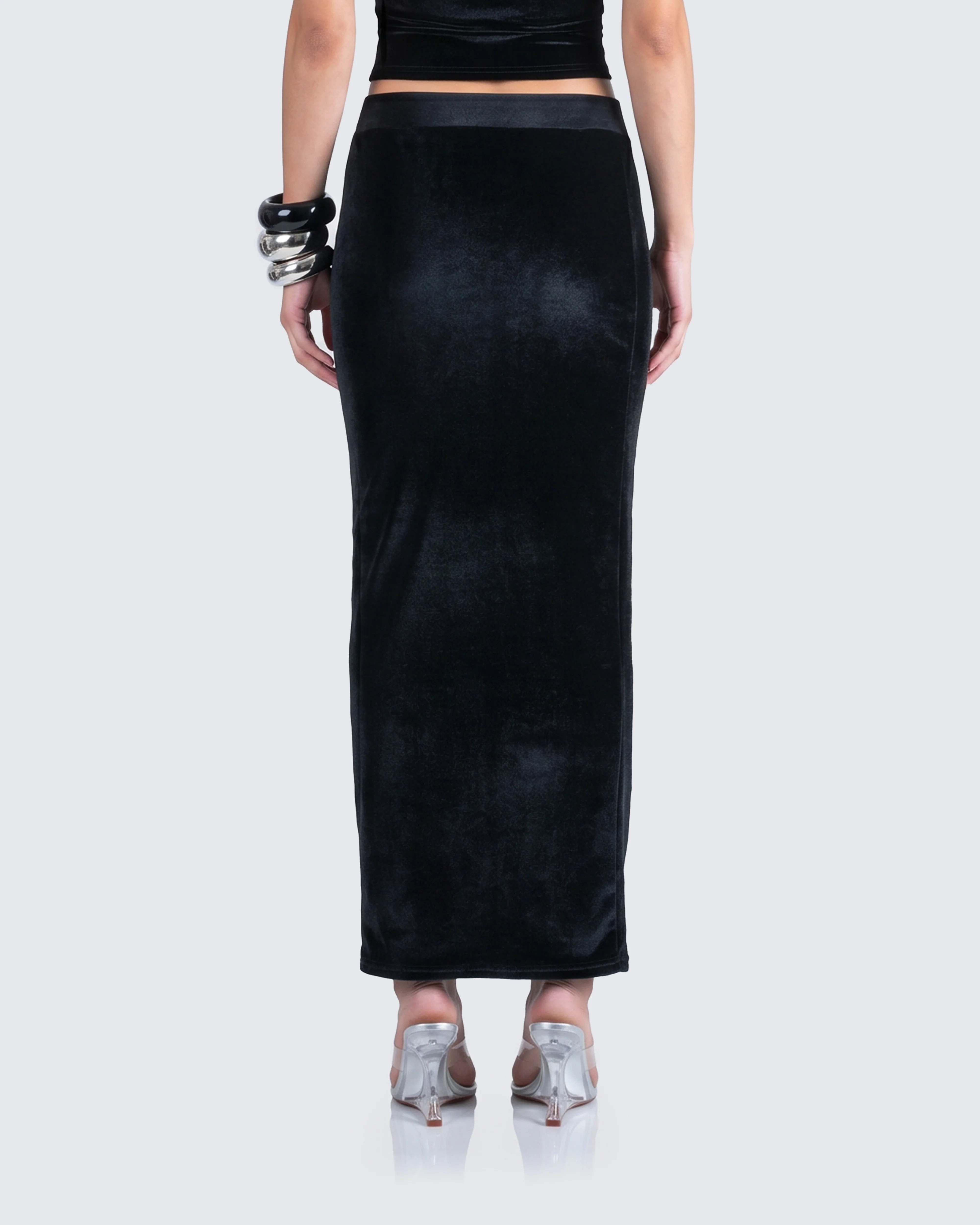 Ayla Black Velvet Maxi Skirt - Image 5
