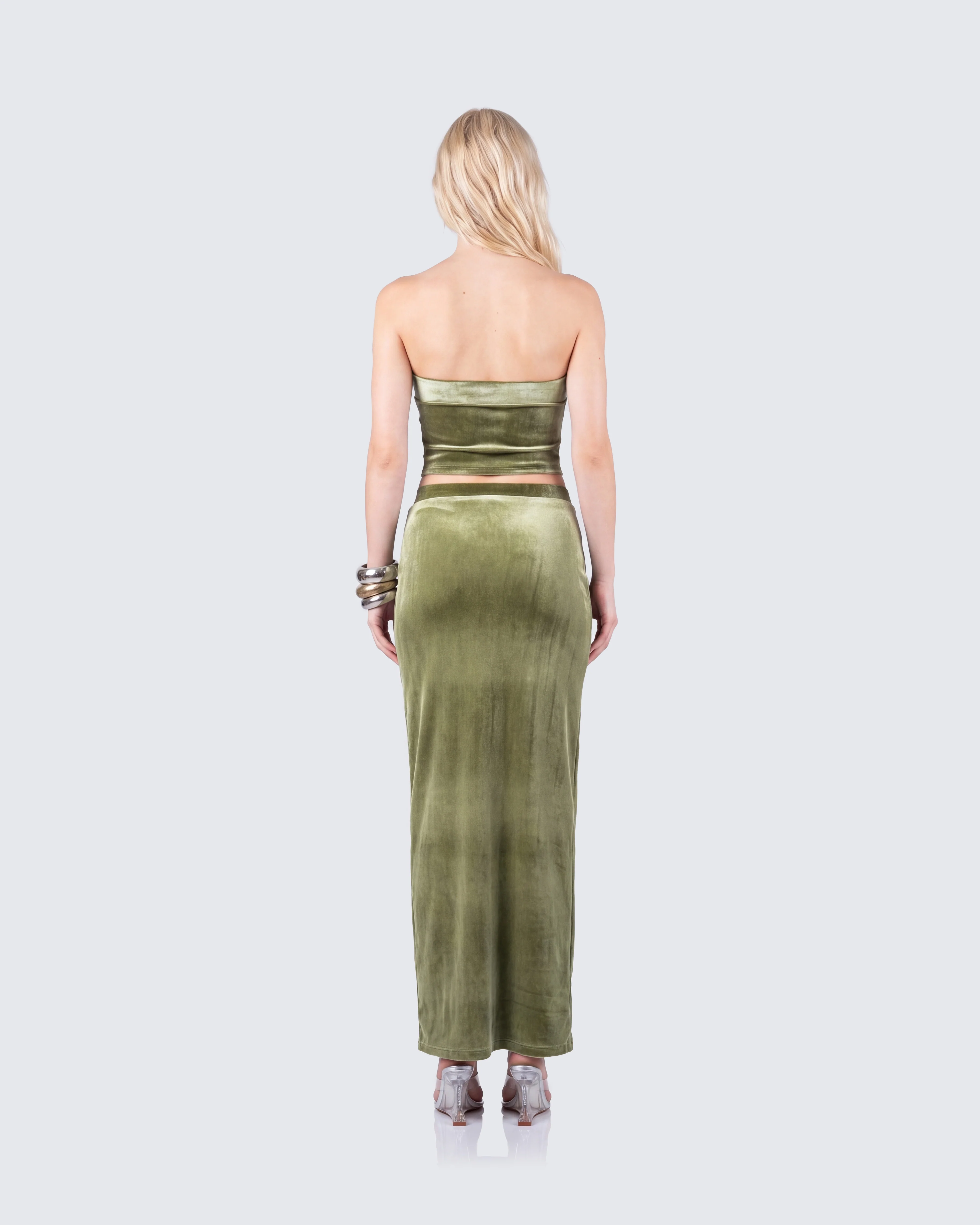 Ayla Olive Green Velvet Set - Image 6