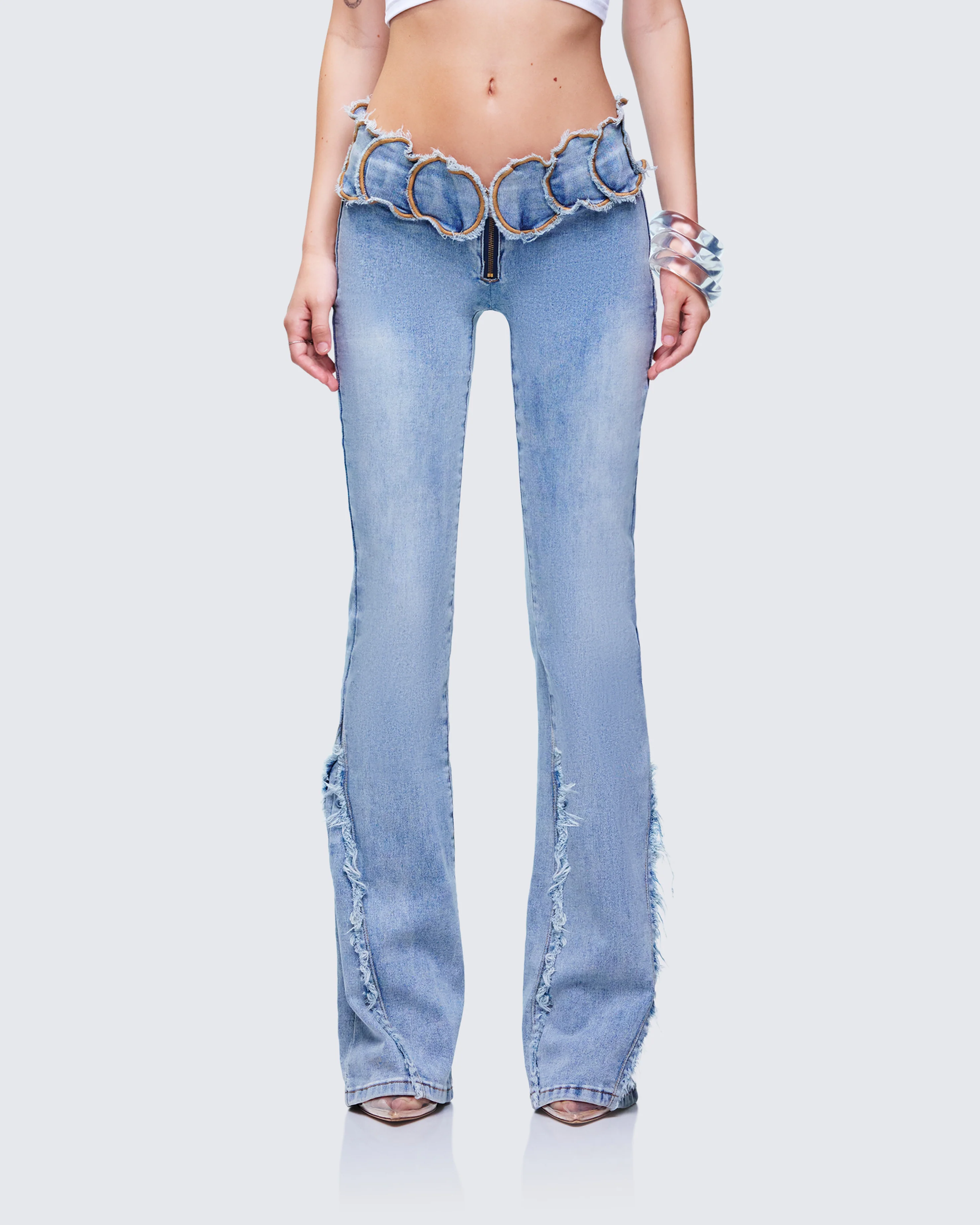 Ayra Blue Denim Flared Pants - Image 2