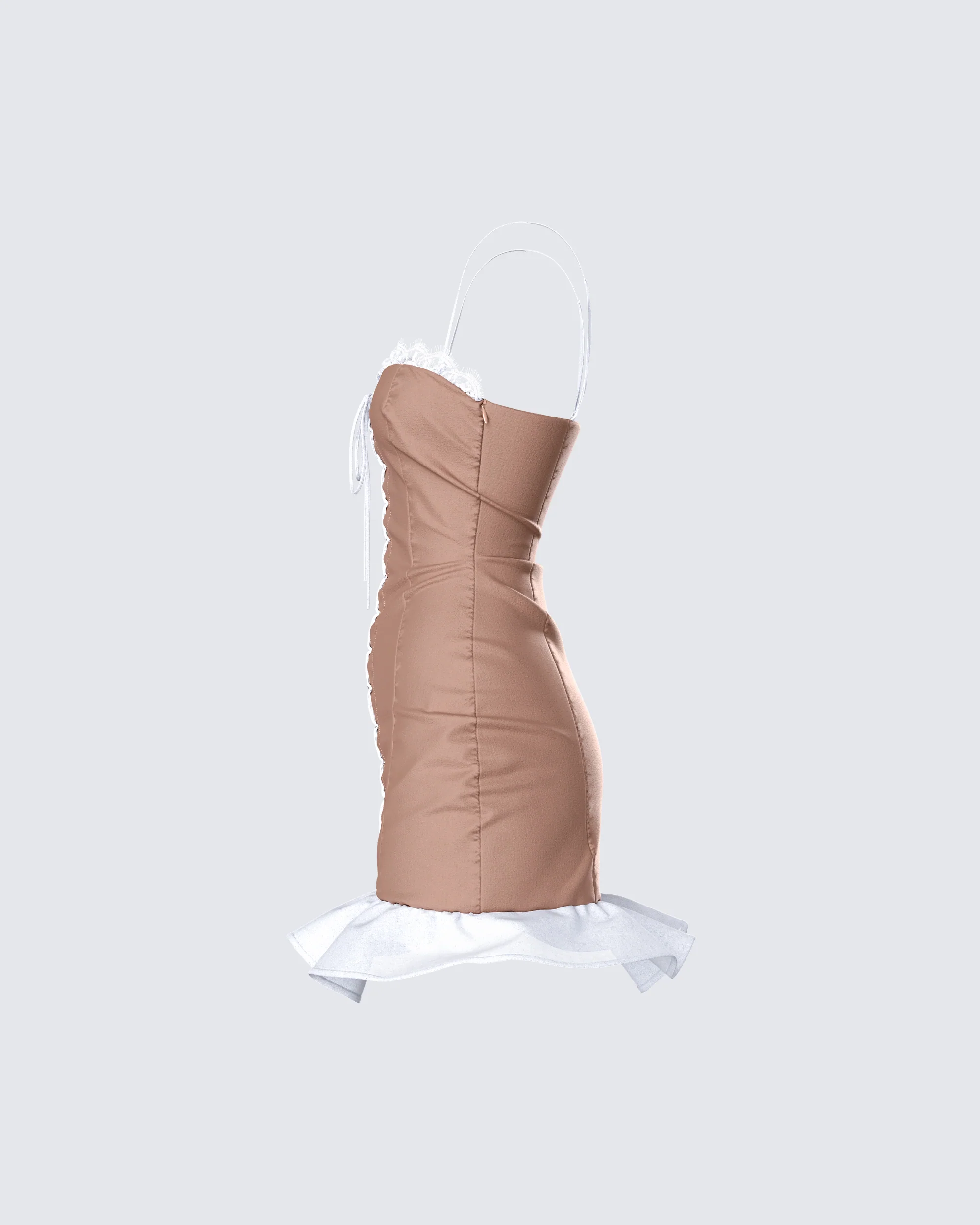 Aza Taupe Lace Up Mini Dress - Image 2
