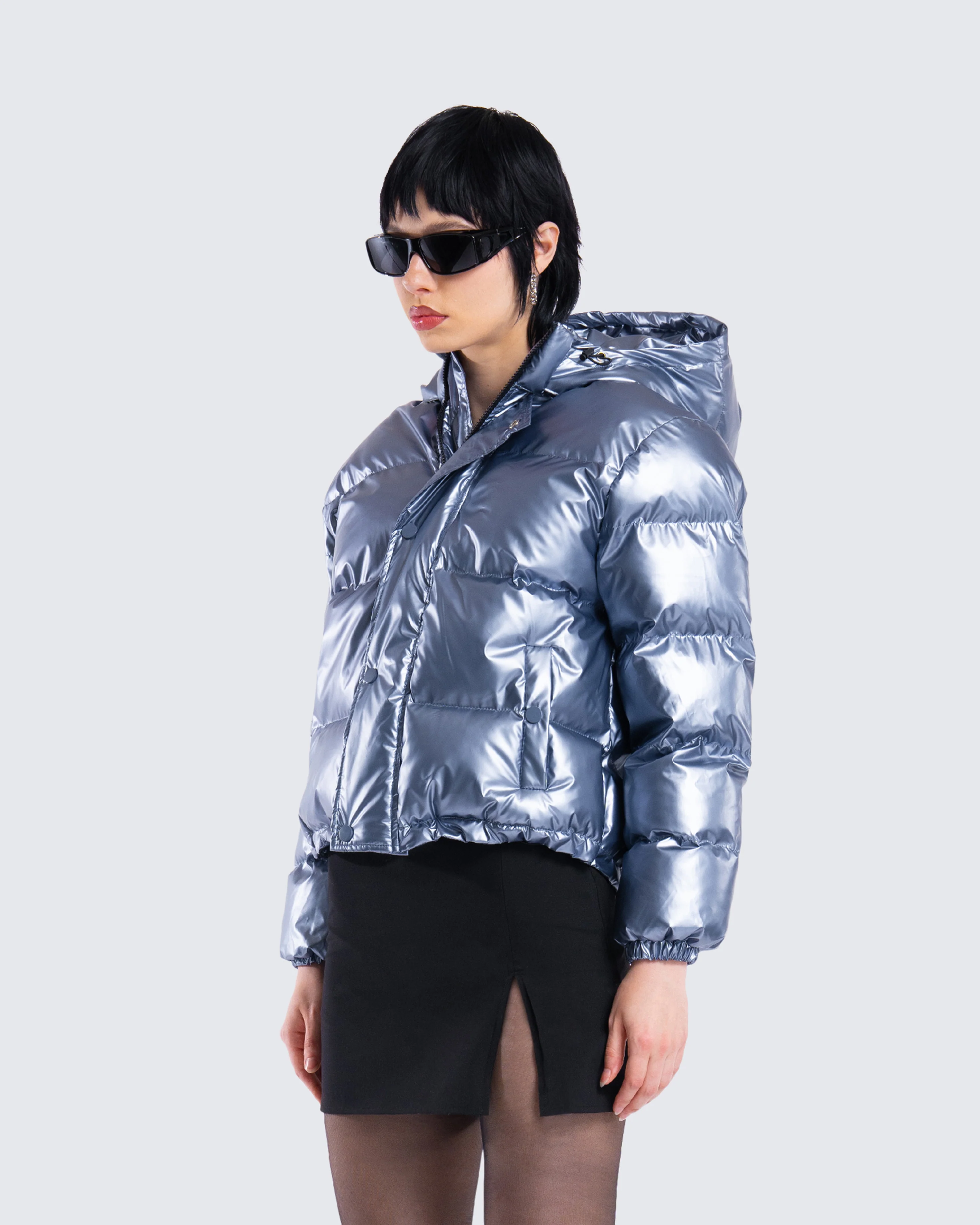 Azalea Blue Metallic Puffer Jacket - Image 5