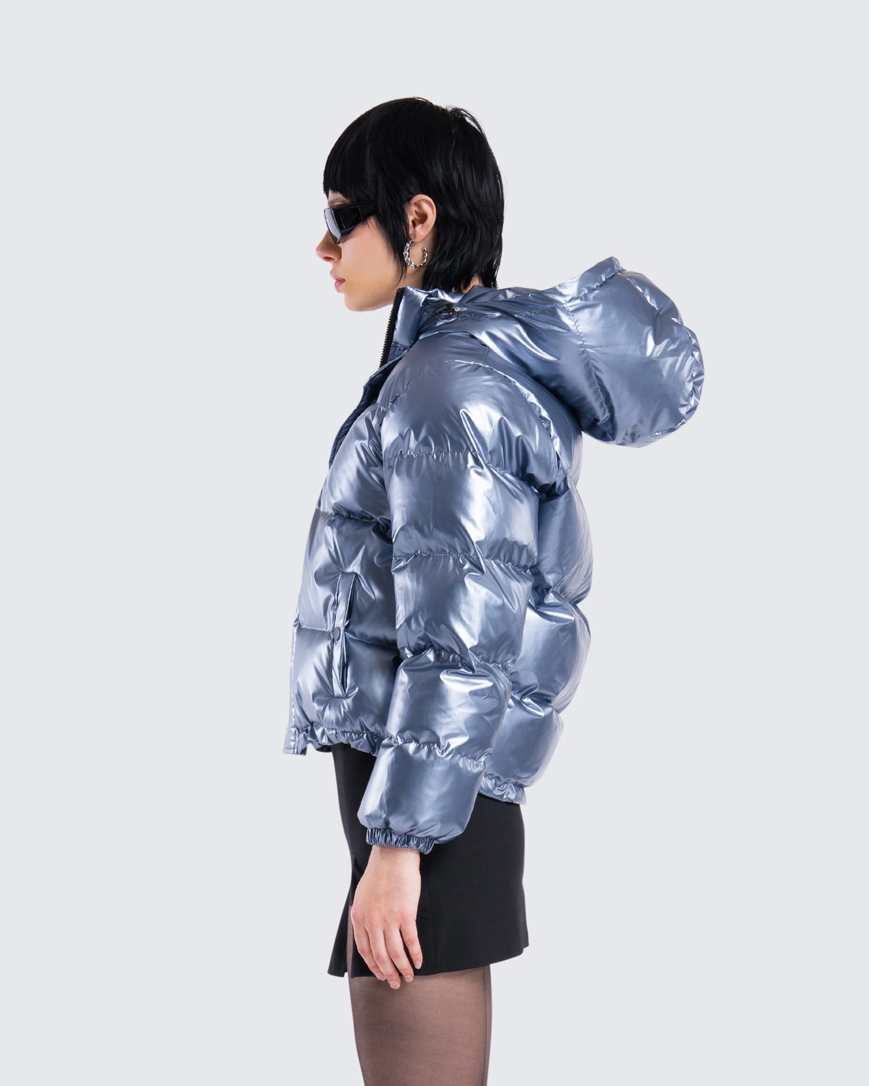 Azalea Blue Metallic Puffer Jacket - Image 6