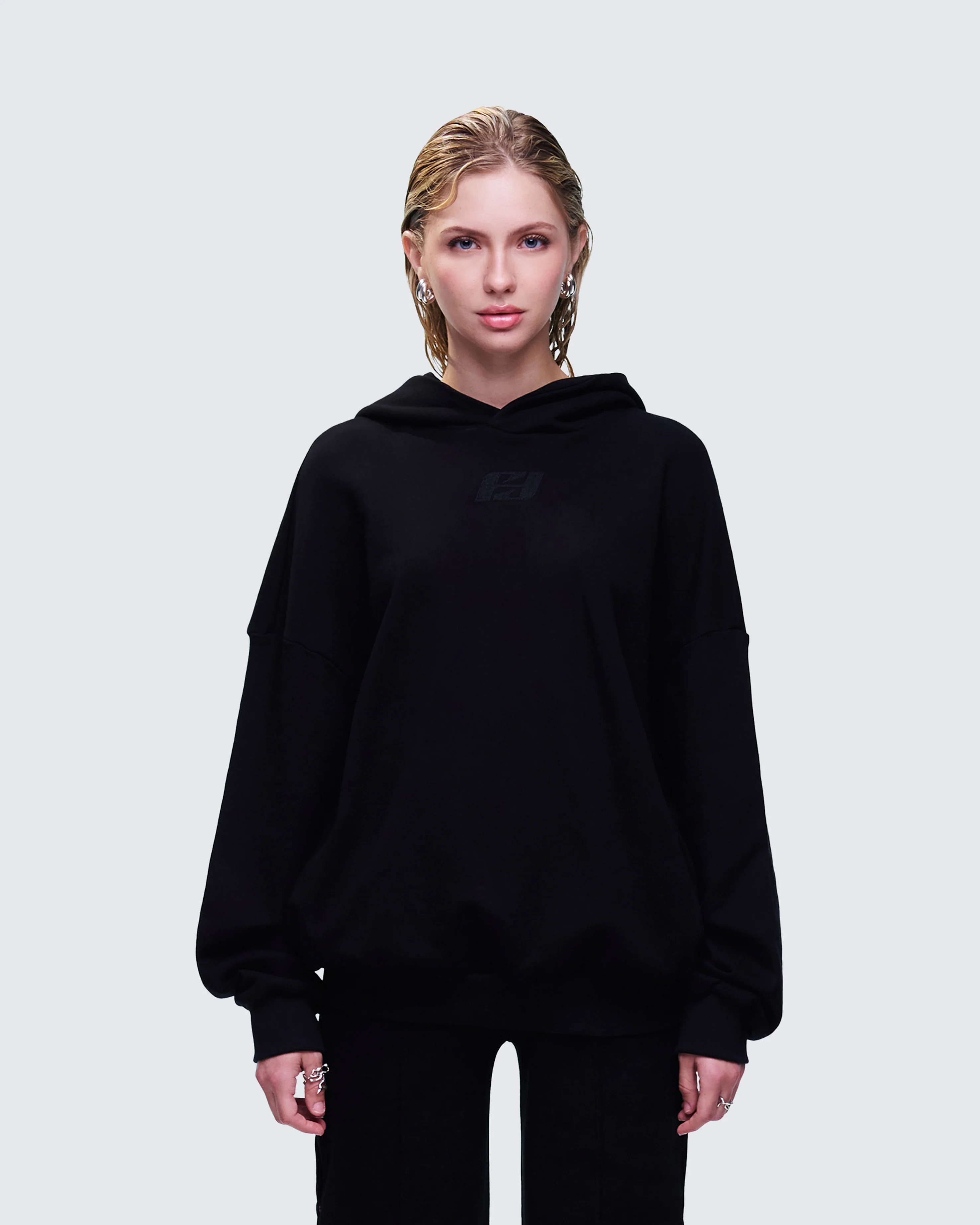 Azariah Black Oversized Hoodie Top - Image 2