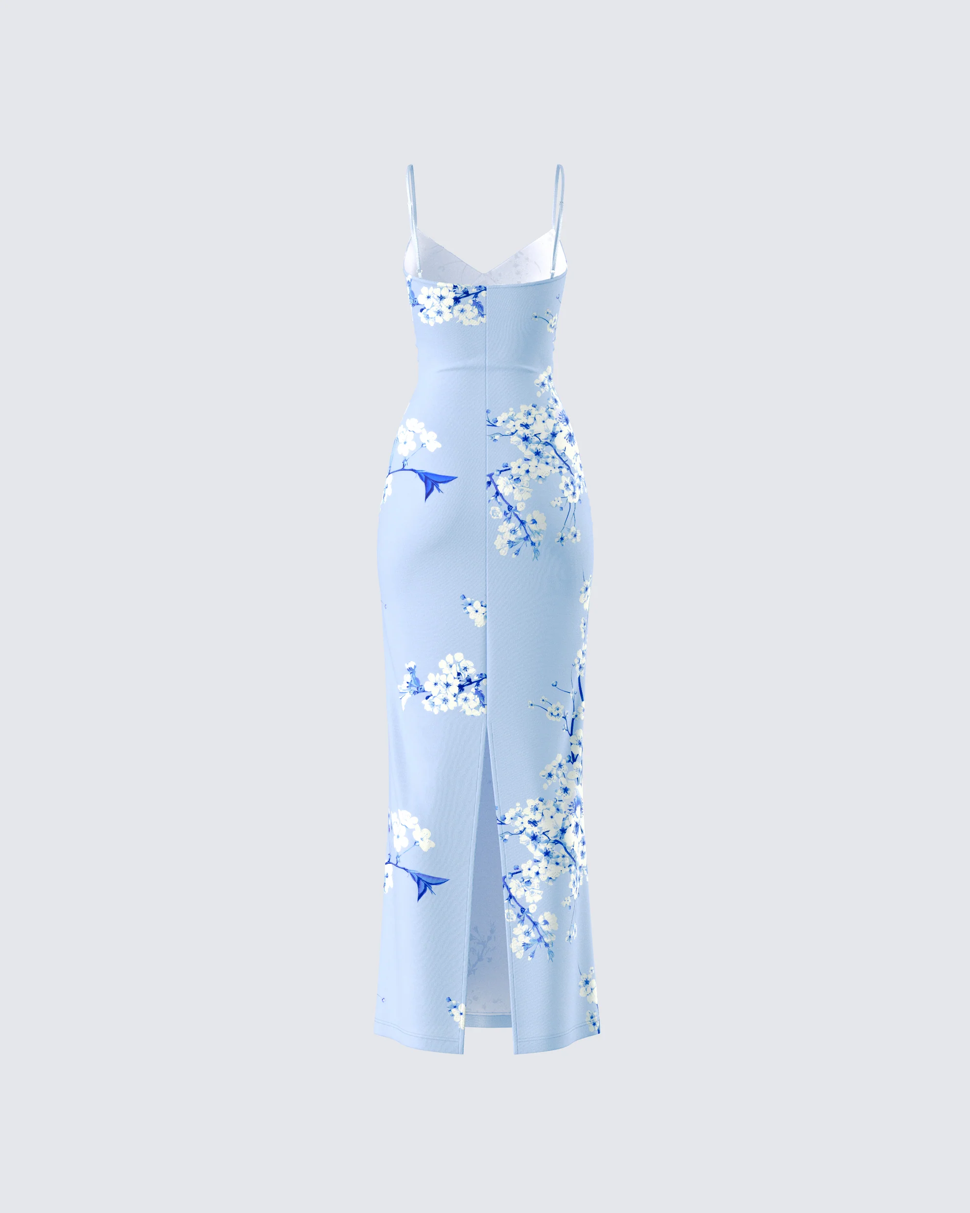 Azura Blue Floral Bodycon Maxi - Image 3