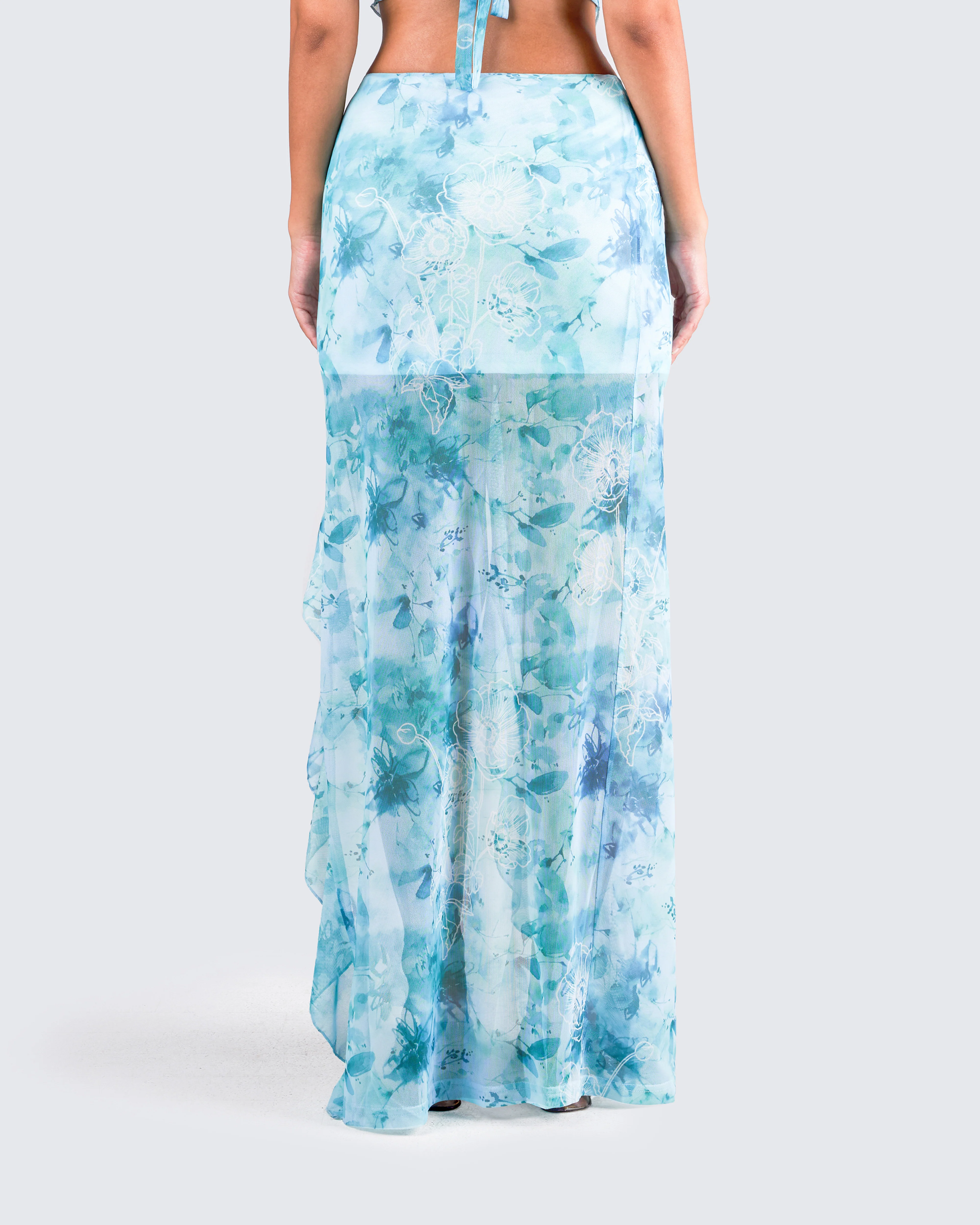 Bahia Mint Floral Print Skirt - Image 7