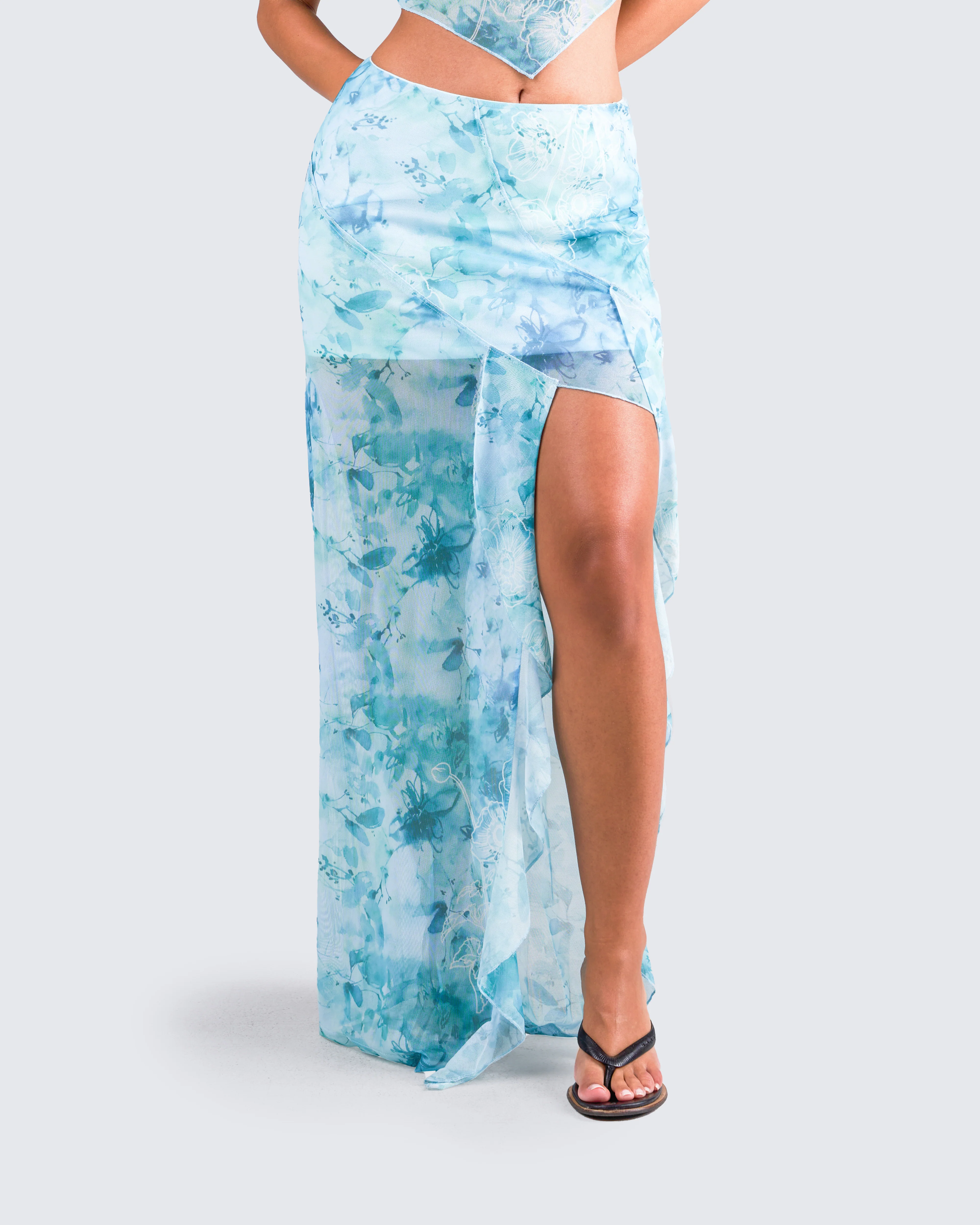 Bahia Mint Floral Print Skirt - Image 8