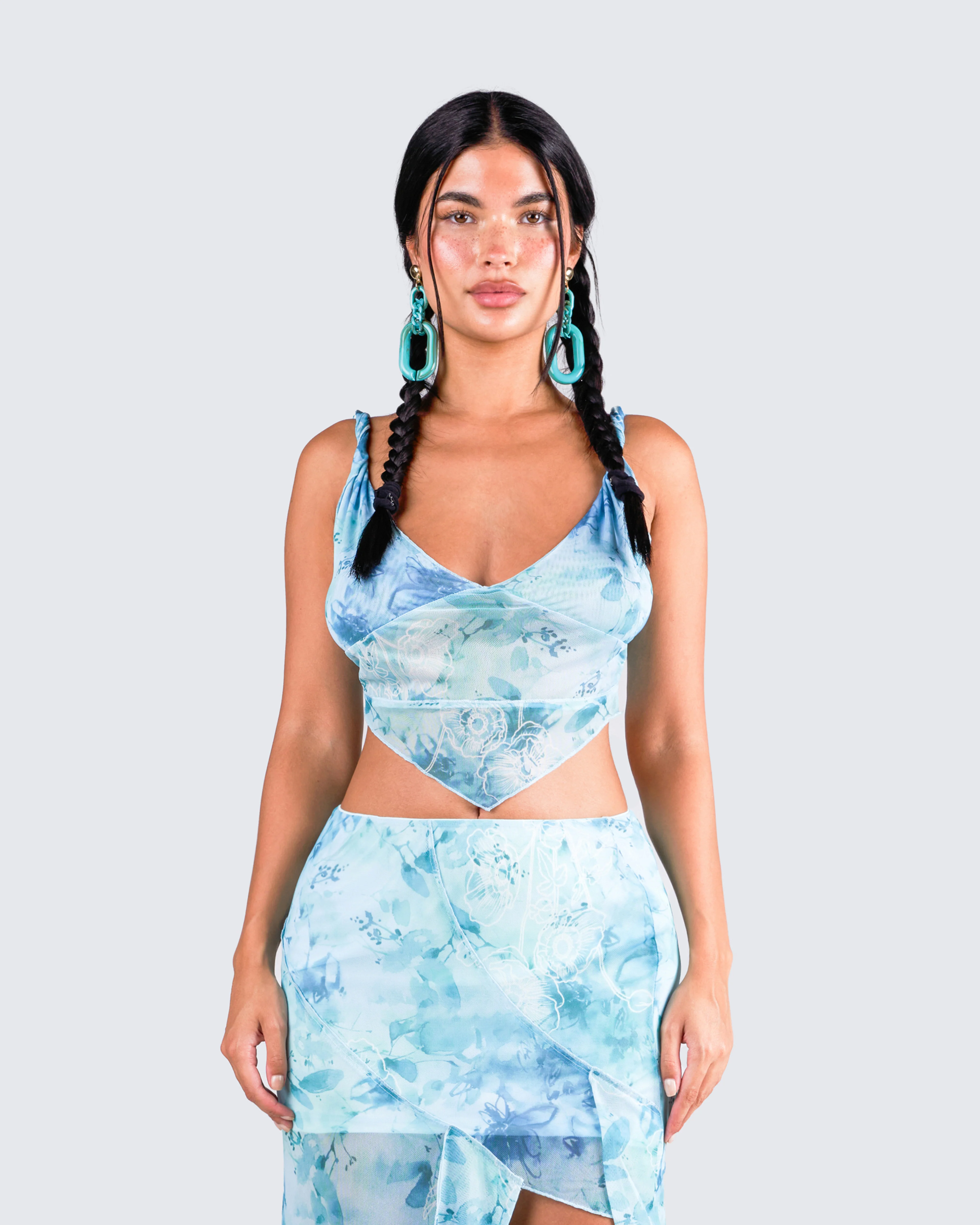 Bahia Mint Floral Print Top - Image 4