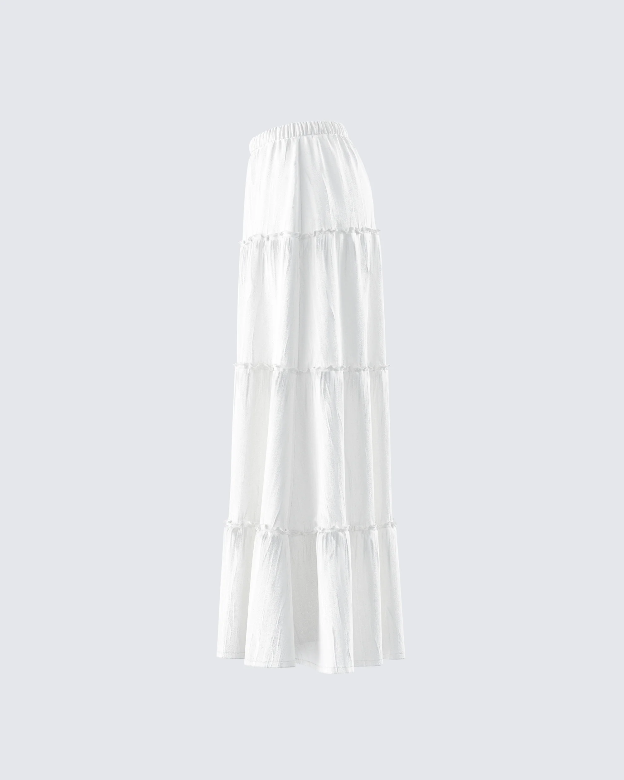 Bailee White Tiered Midi Skirt - Image 2