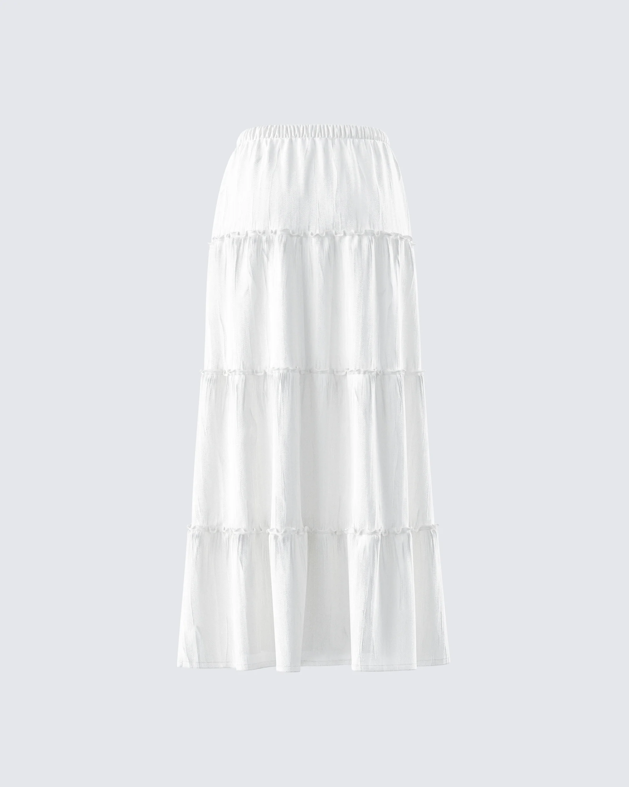 Bailee White Tiered Midi Skirt - Image 3