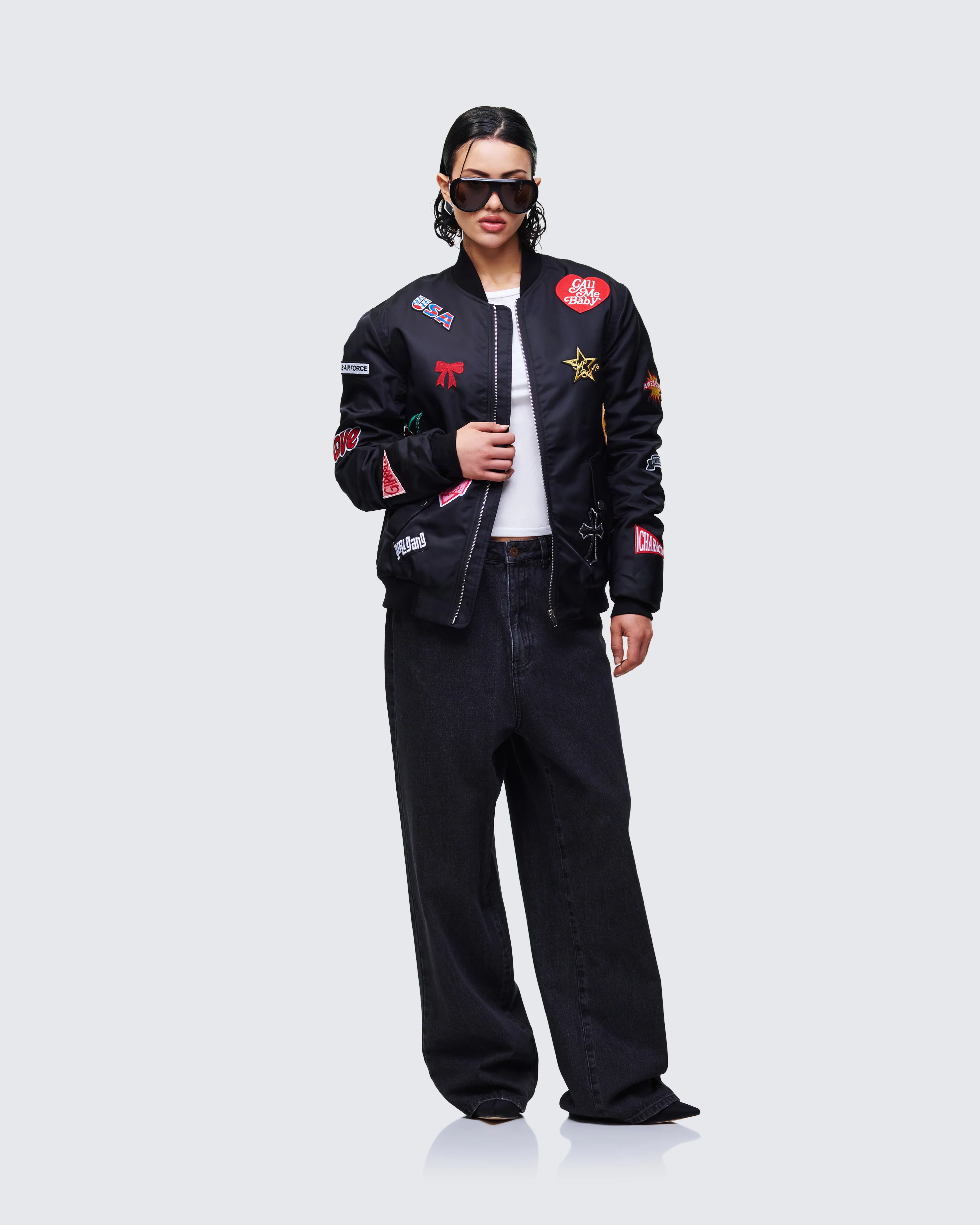 Becky Black Multi Patch Bomber - Image 5