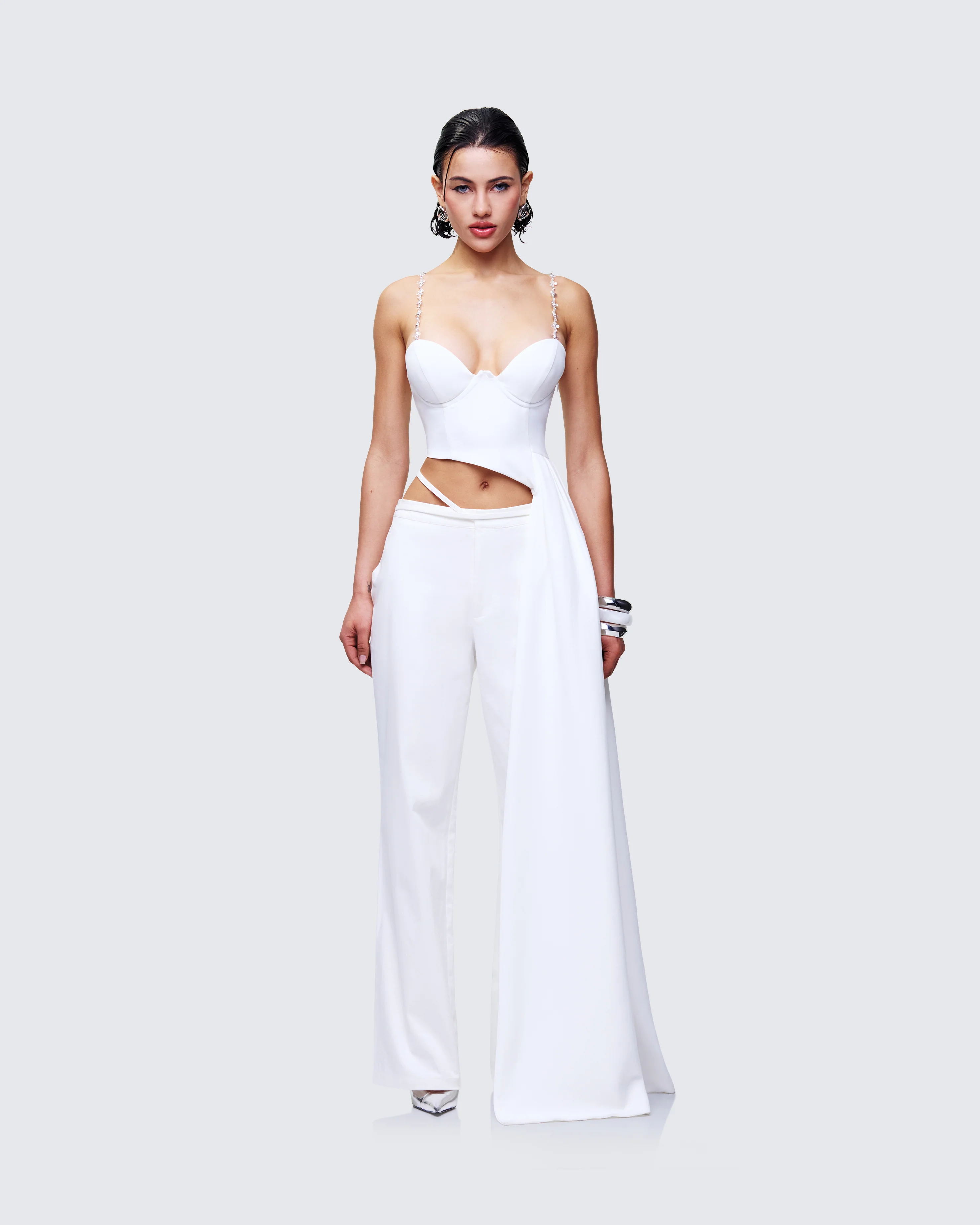 Bellamy White Asymmetric Detachable Strap Top - Image 2