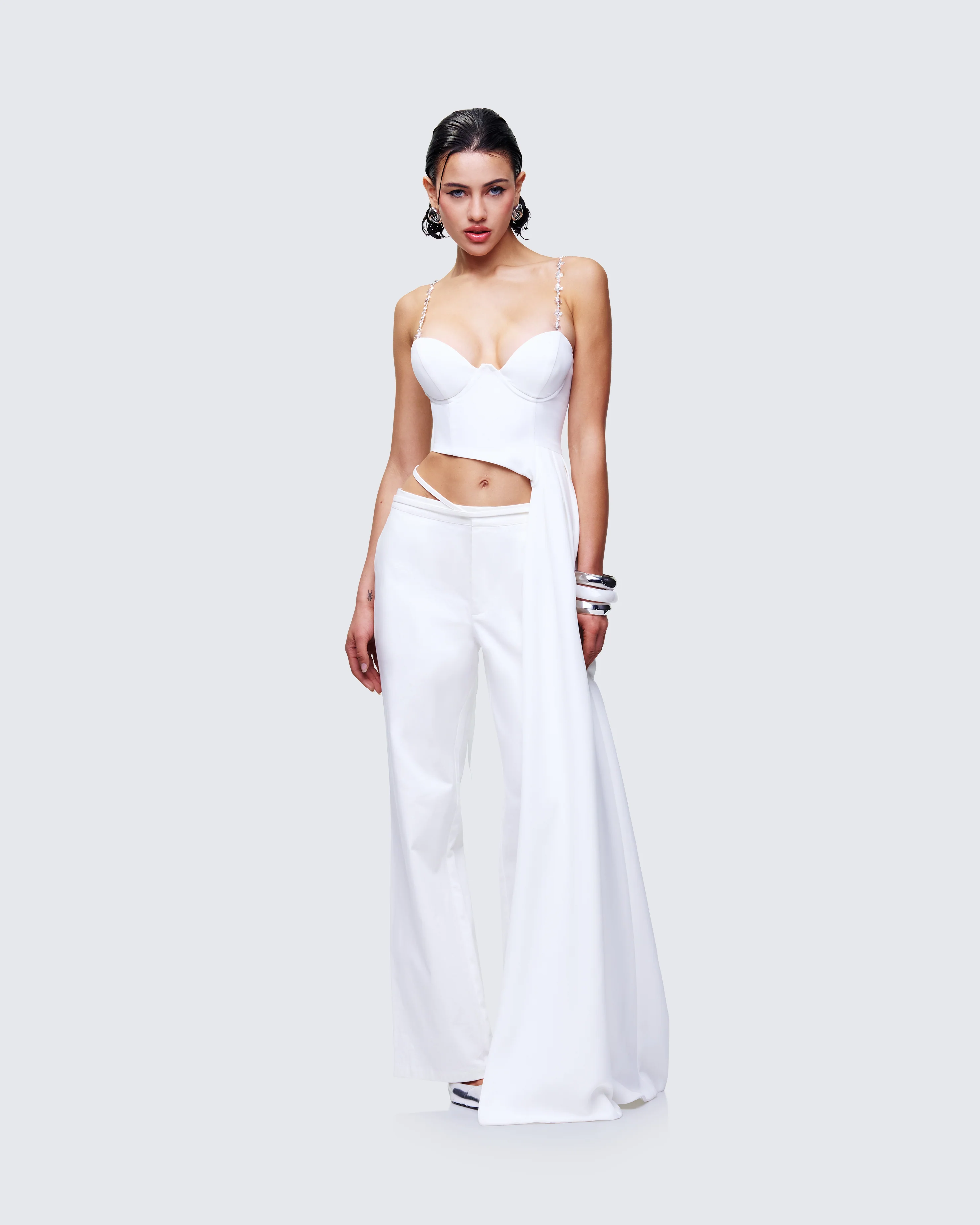 Bellamy White Asymmetric Detachable Strap Top - Image 3