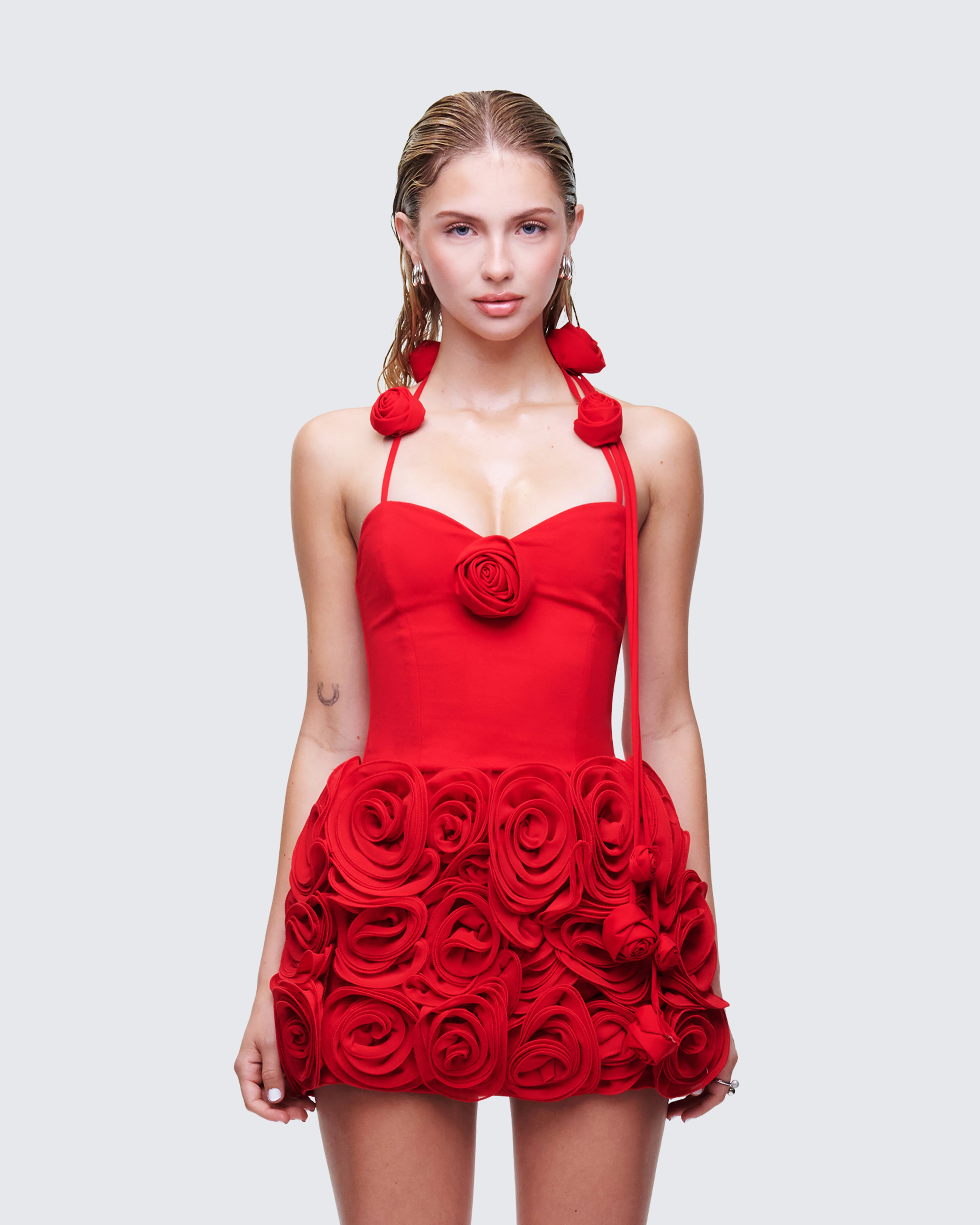 Bellerose Red Rose Detail Halter Corset Top - Image 2