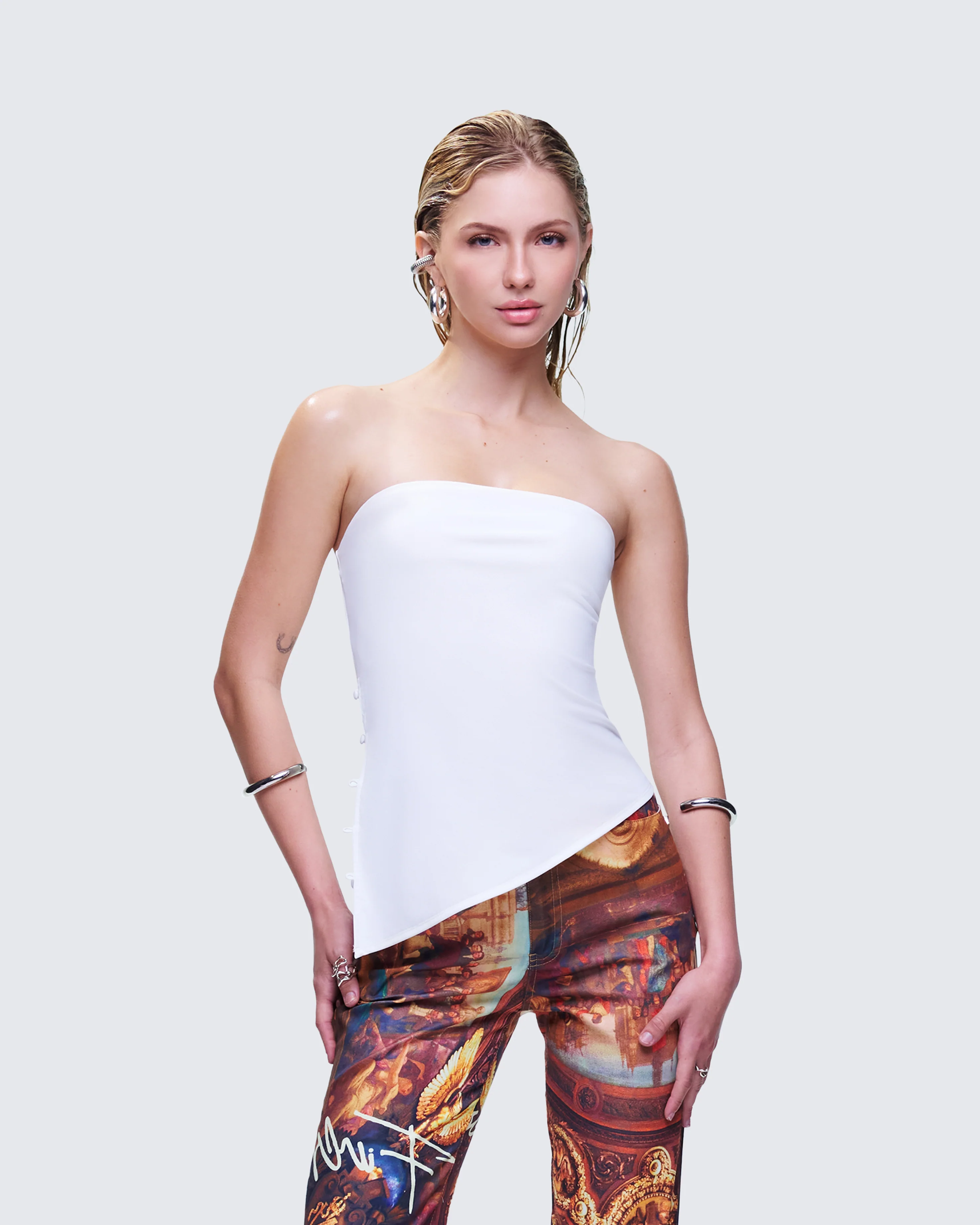 Bessie Ivory Asymmetrical Top - Image 3