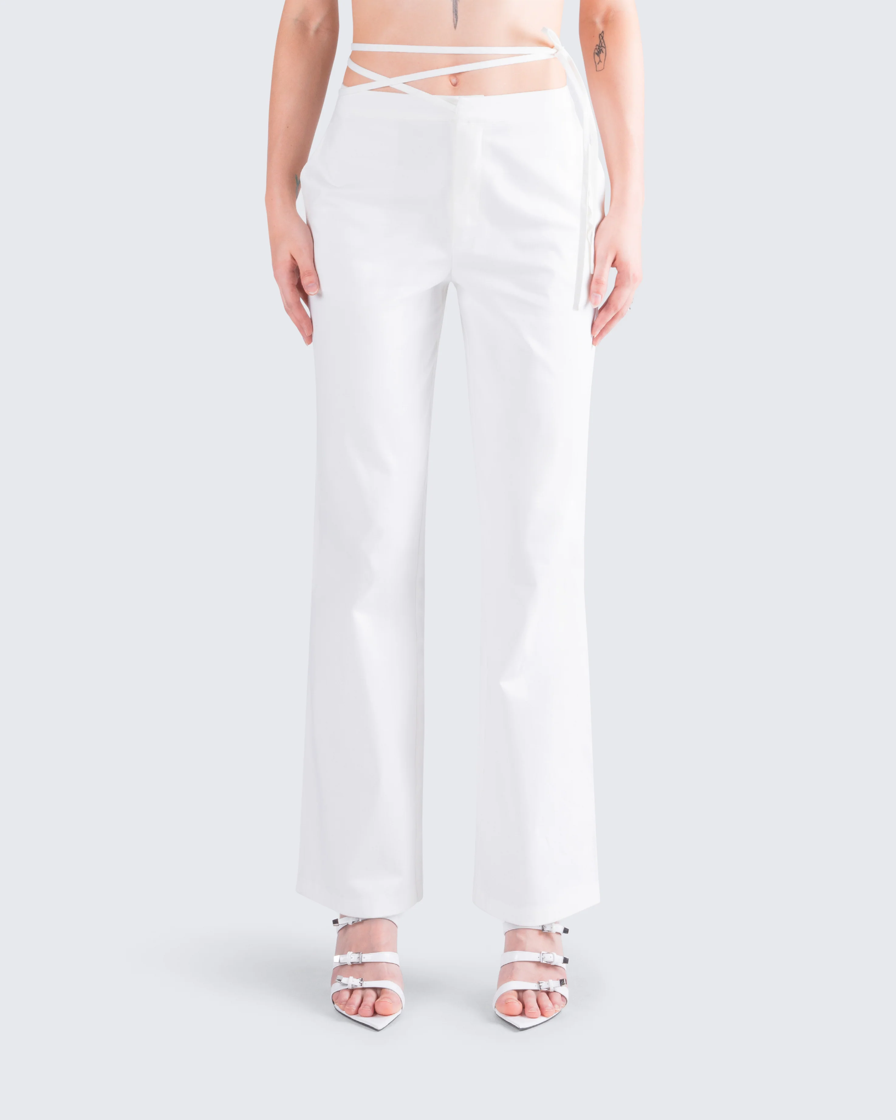 Bessie Ivory Low Rise Tie Pant - Image 2