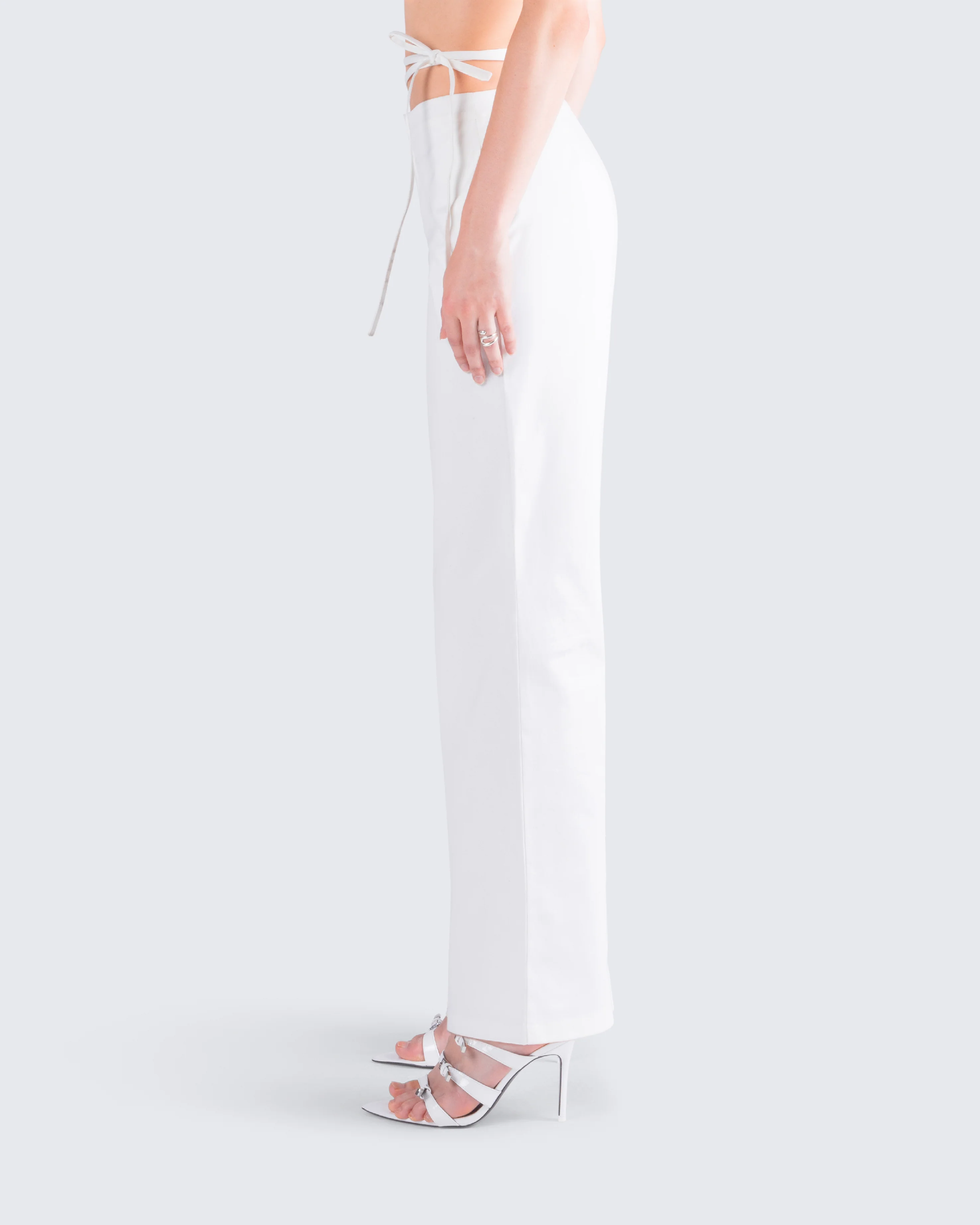 Bessie Ivory Low Rise Tie Pant - Image 4