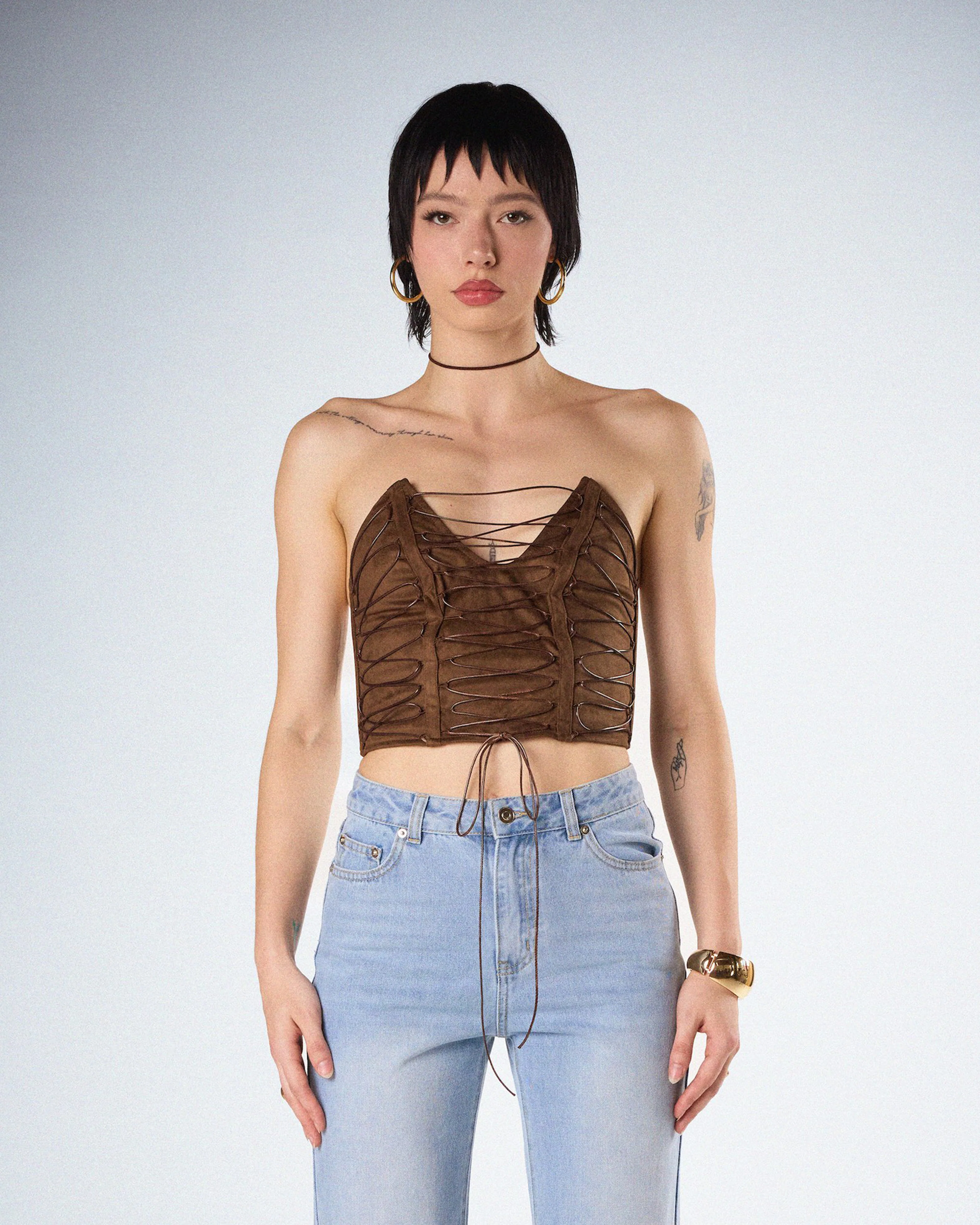 Bette Brown Lace Up Top - Image 4